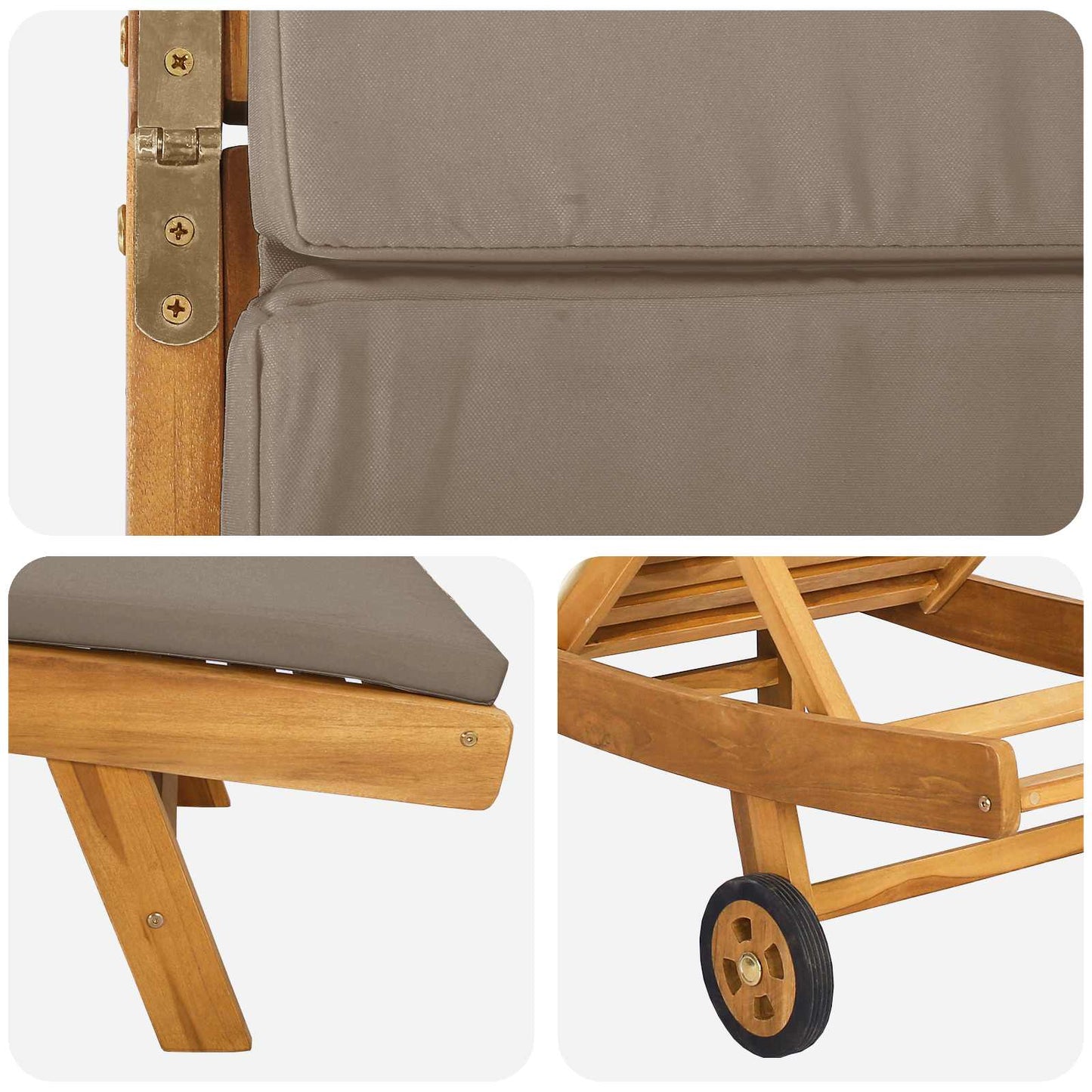 Sonnenliege Polyester Braun und Taupe