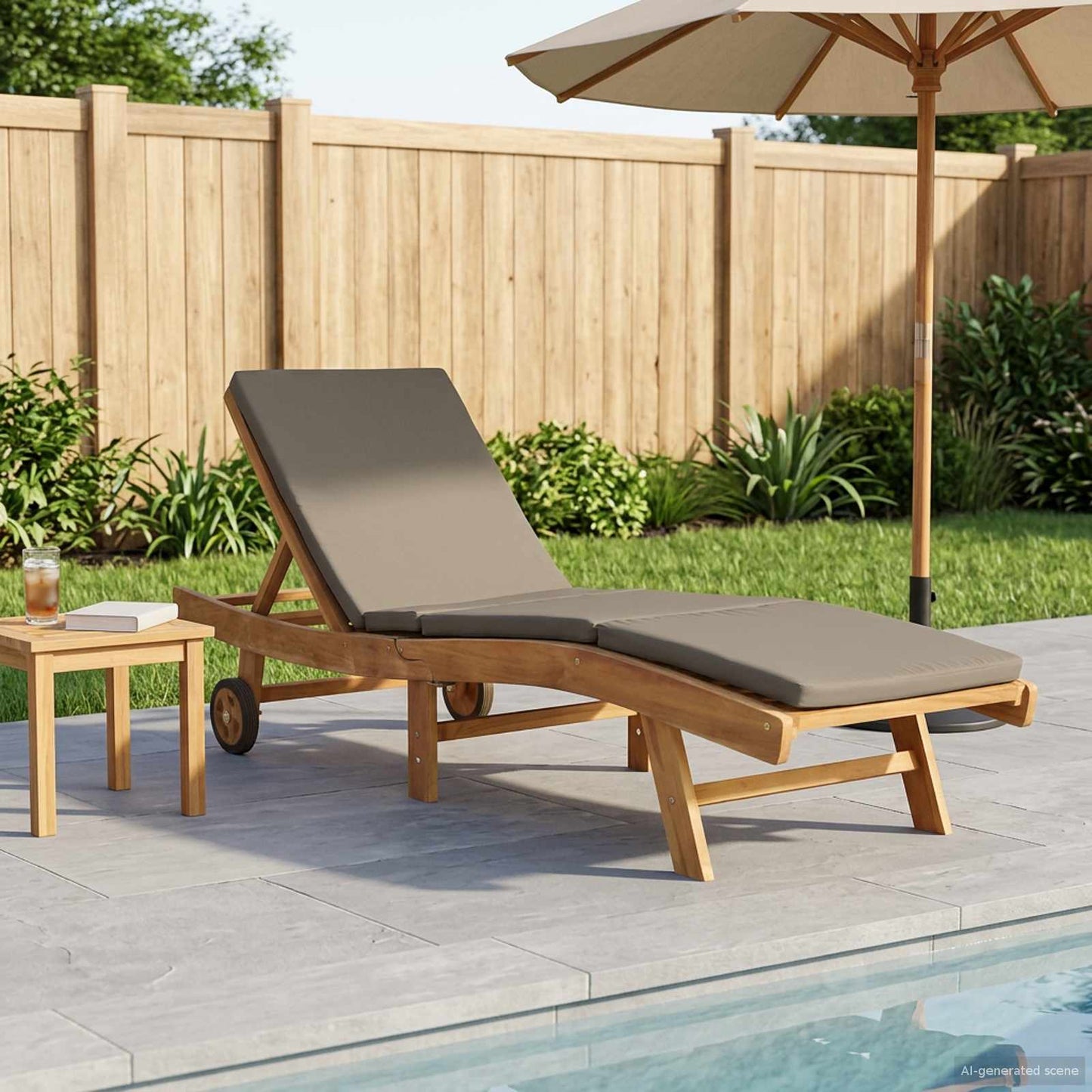 Sonnenliege Polyester Braun und Taupe