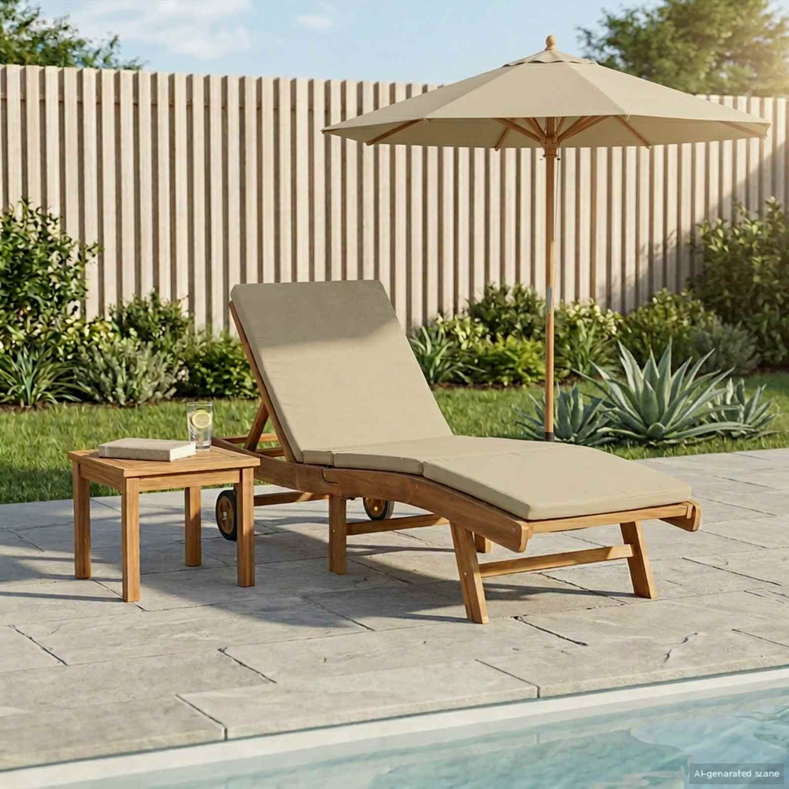 Sonnenliege Polyester Braun und Beige