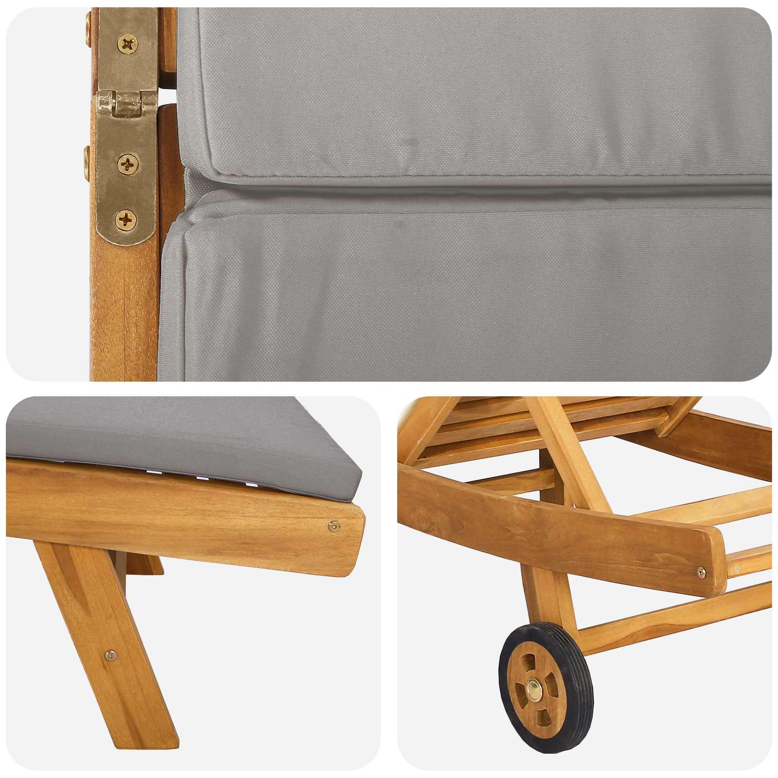 Sonnenliege Polyester Braun und Hellgrau