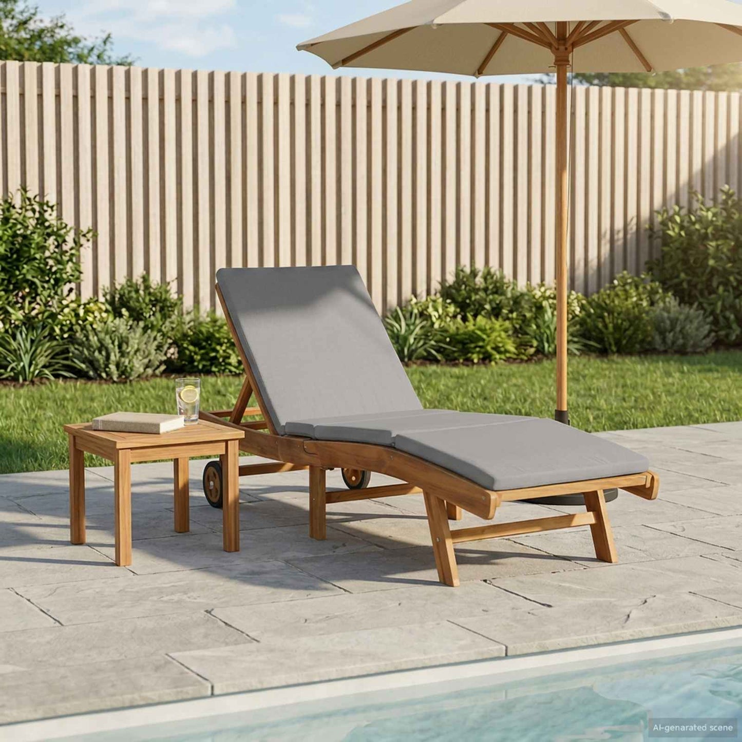 Sonnenliege Polyester Braun und Hellgrau