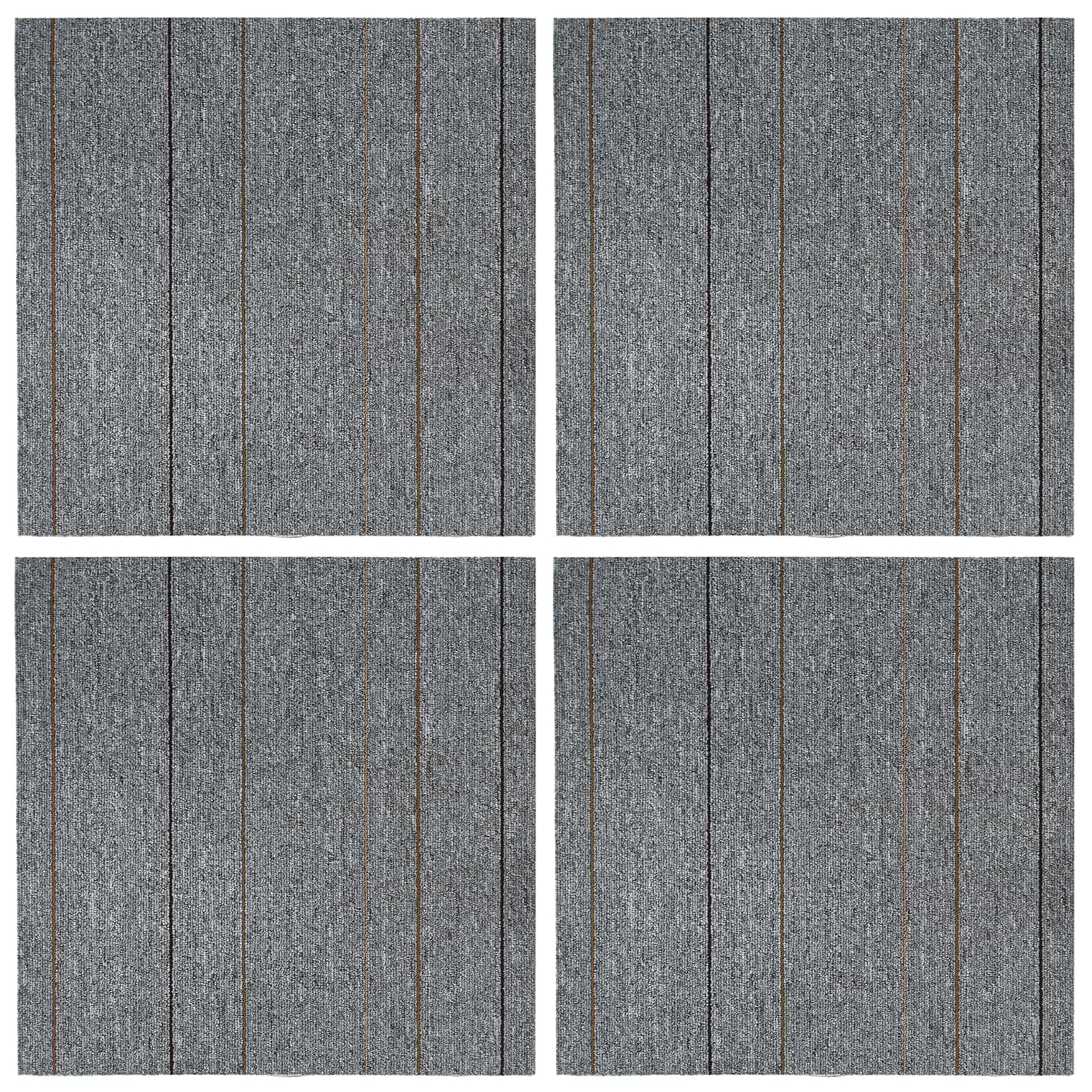 Teppichfliese Hellgrau mit Streifen 50 x 50 cm 4 stk.