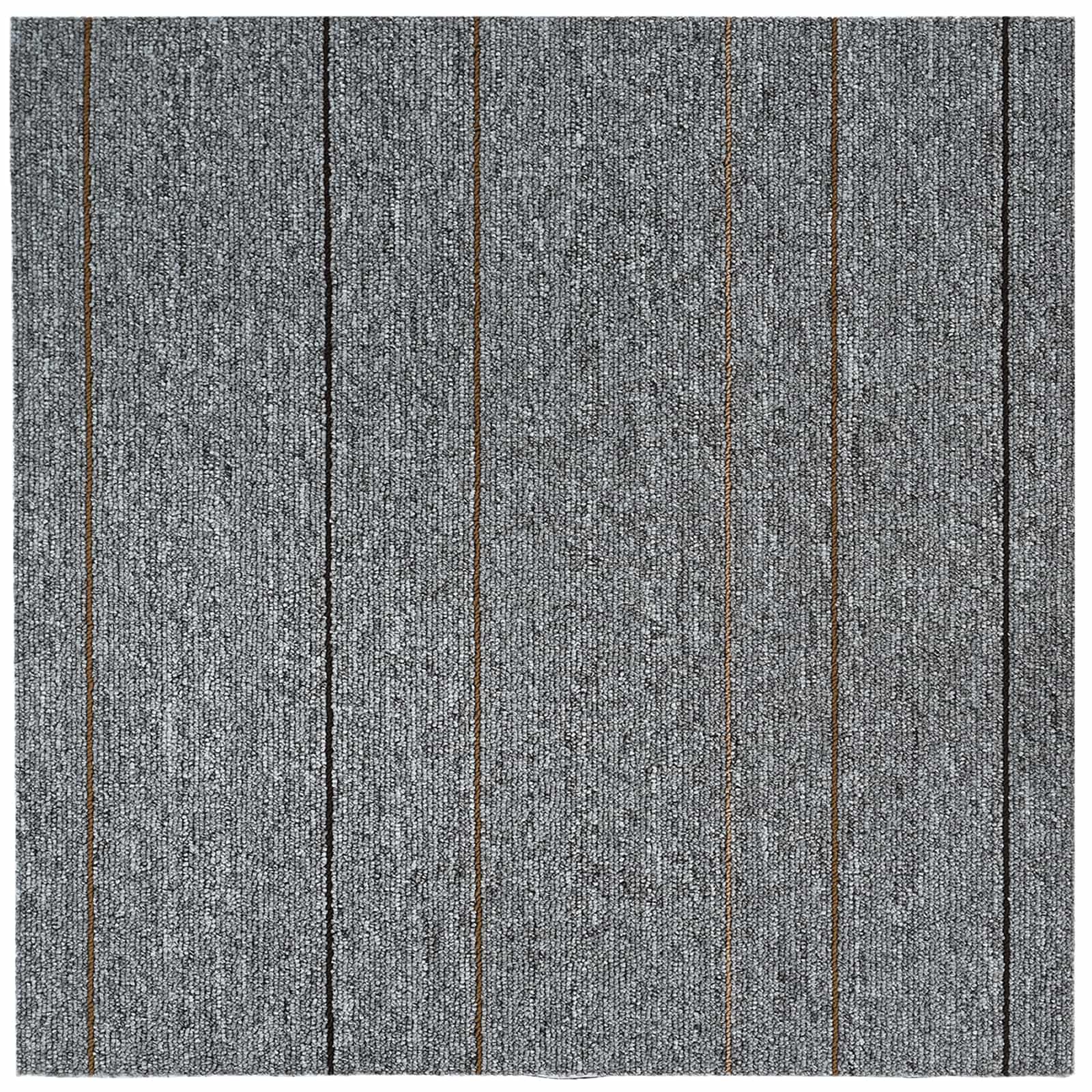 Teppichfliese Hellgrau mit Streifen 50 x 50 cm 36 stk.