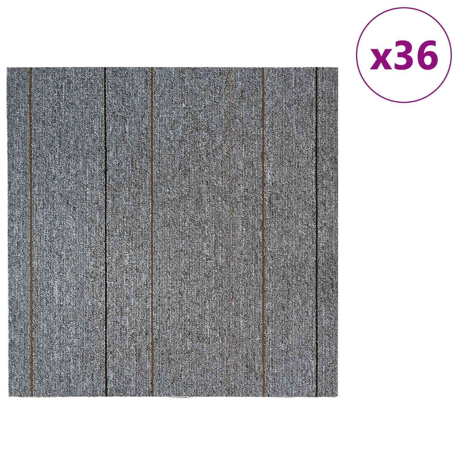 Teppichfliese Hellgrau mit Streifen 50 x 50 cm 36 stk.