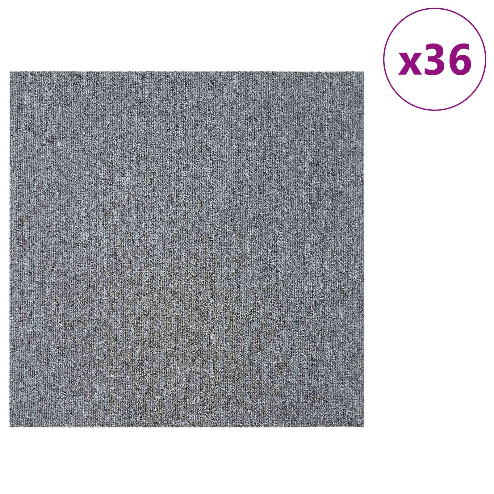 Teppichfliese Hellgrau 50 x 50 cm 36 stk. PP und Bitumen