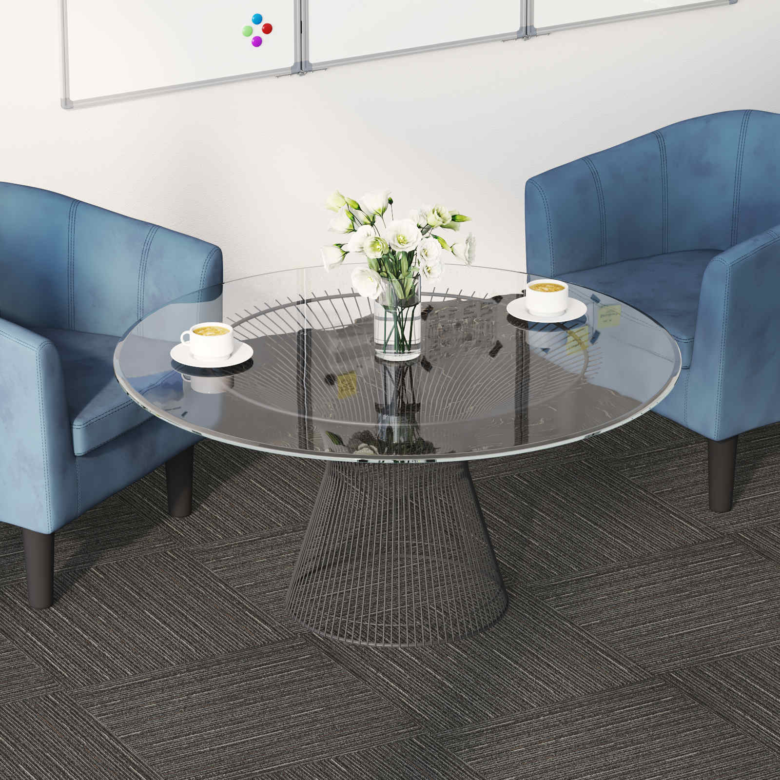 Teppichfliese Gestreift Dunkelbraun 50 x 50 cm 4 stk.