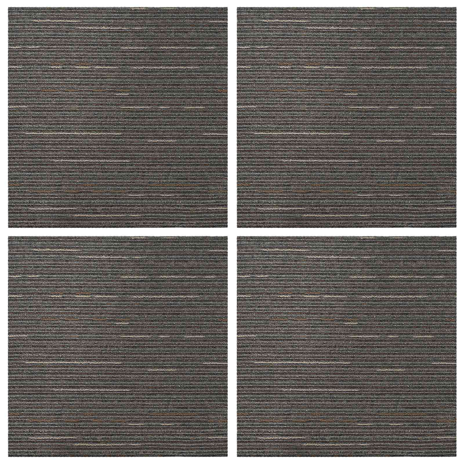 Teppichfliese Gestreift Dunkelbraun 50 x 50 cm 4 stk.