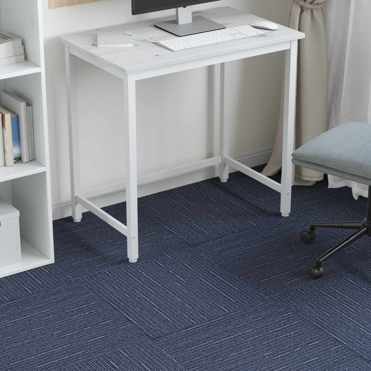 Teppichfliese Gestreift Blau 50 x 50 cm 4 stk.