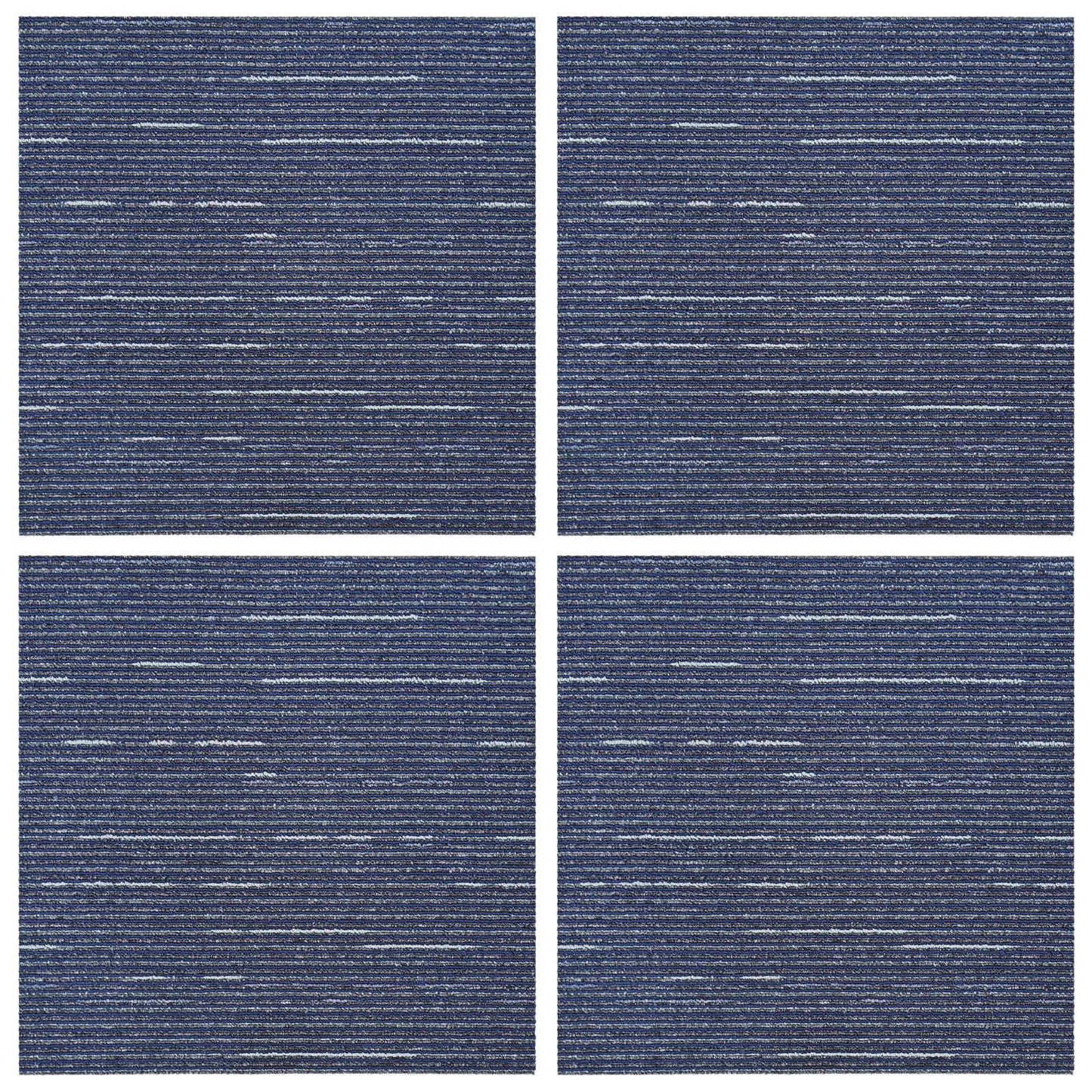 Teppichfliese Gestreift Blau 50 x 50 cm 4 stk. PP und Bitumen