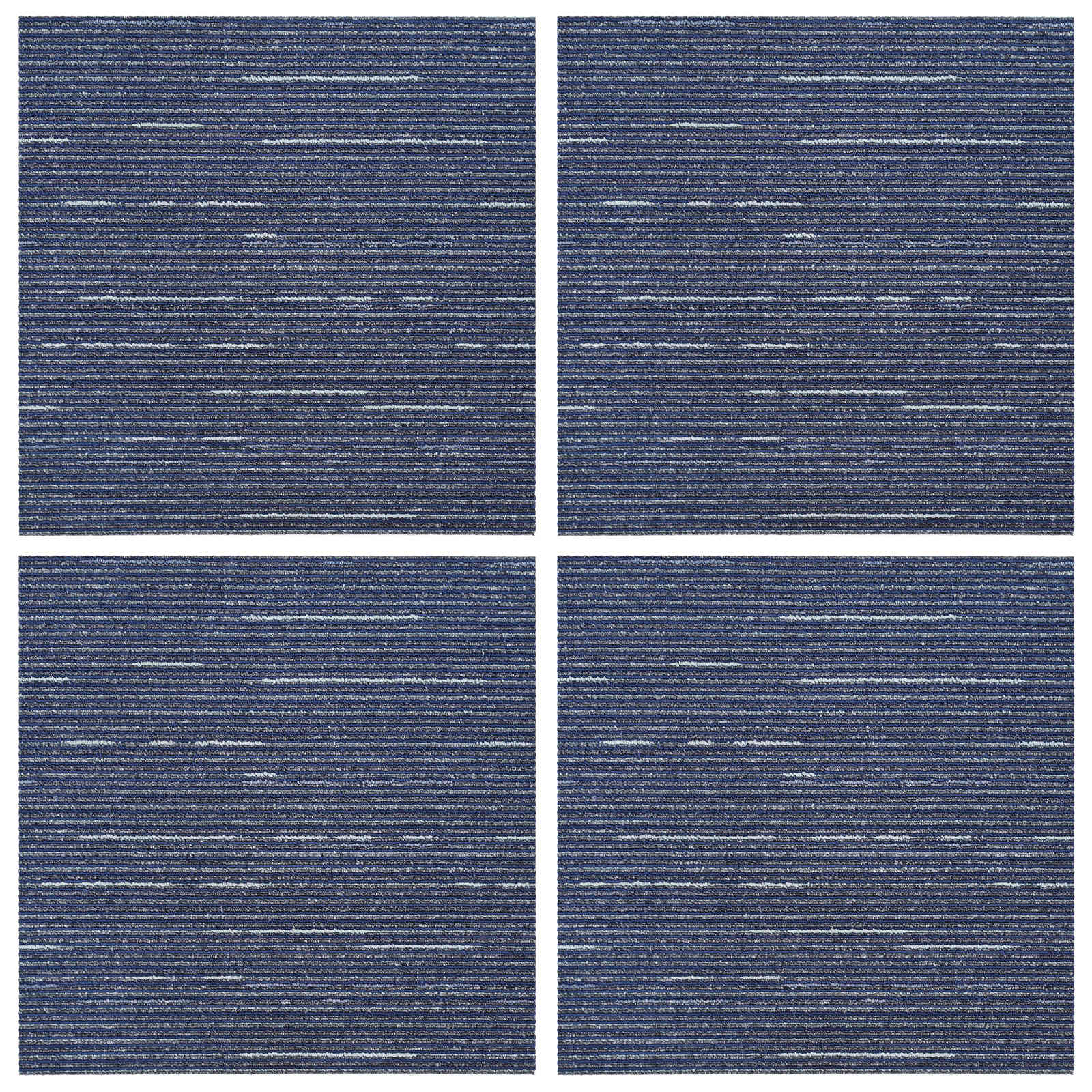 Teppichfliese Gestreift Blau 50 x 50 cm 4 stk. PP und Bitumen