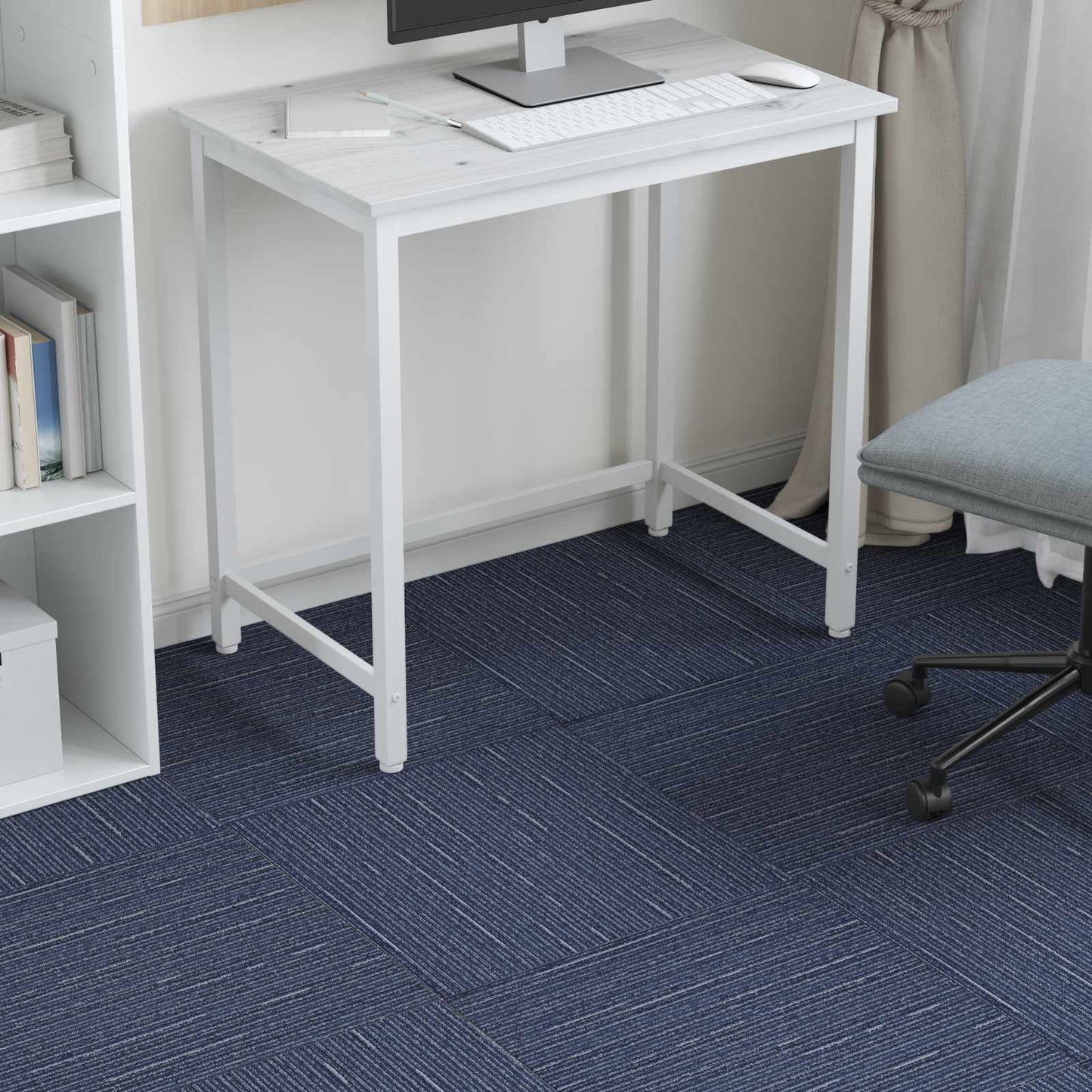 Teppichfliese Gestreift Blau 50 x 50 cm 20 stk. PP und Bitumen
