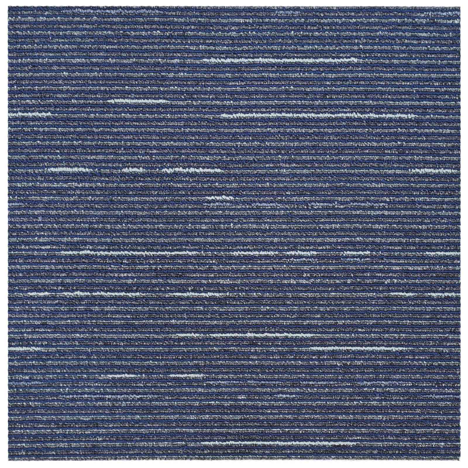 Teppichfliese Gestreift Blau 50 x 50 cm 20 stk. PP und Bitumen
