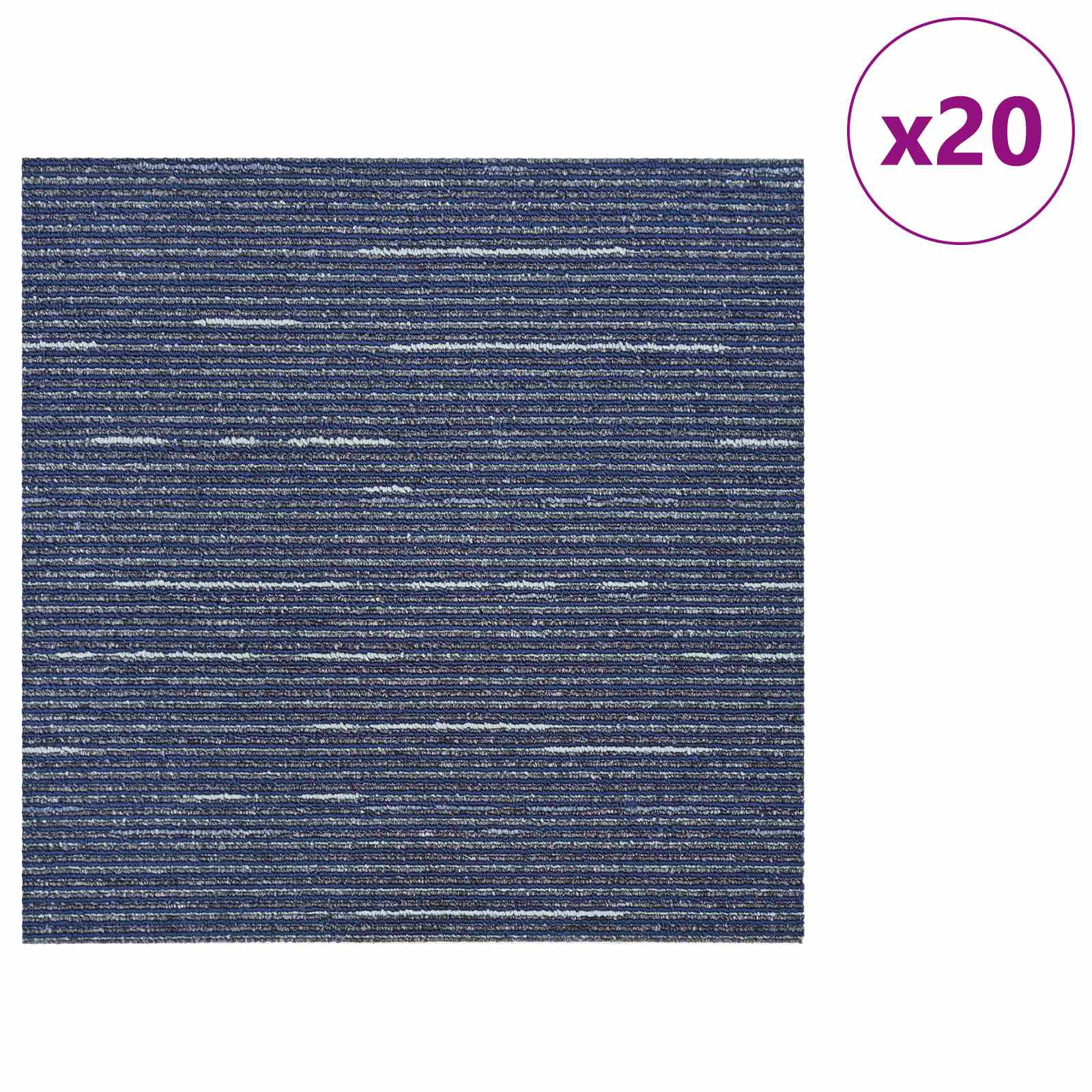 Teppichfliese Gestreift Blau 50 x 50 cm 20 stk. PP und Bitumen
