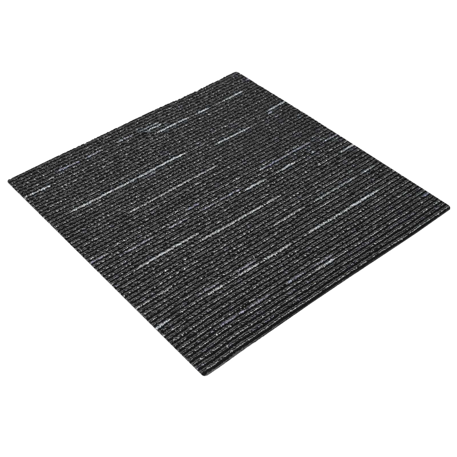 Teppichfliese Gestreift Schwarz 50 x 50 cm 4 stk.