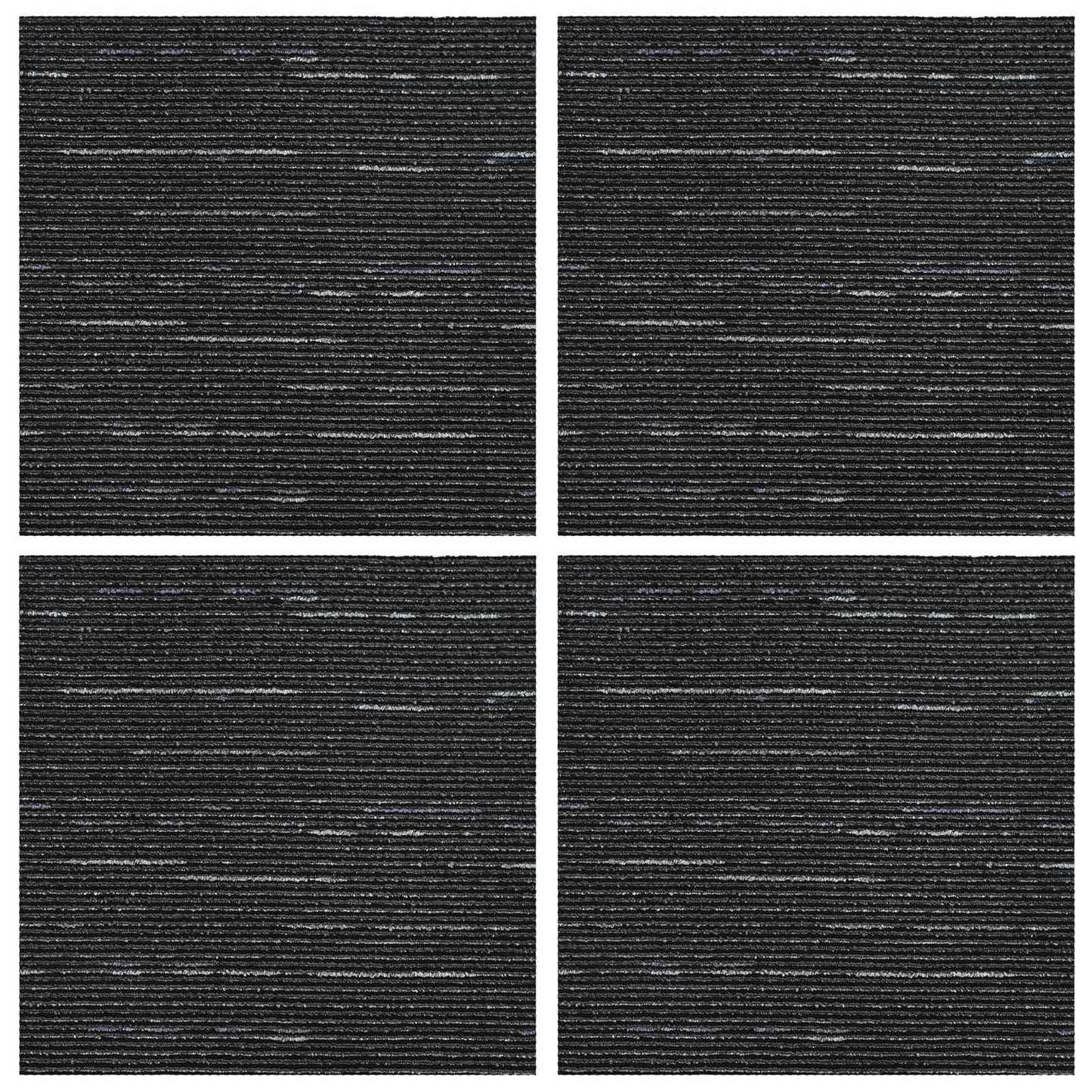 Teppichfliese Gestreift Schwarz 50 x 50 cm 4 stk.