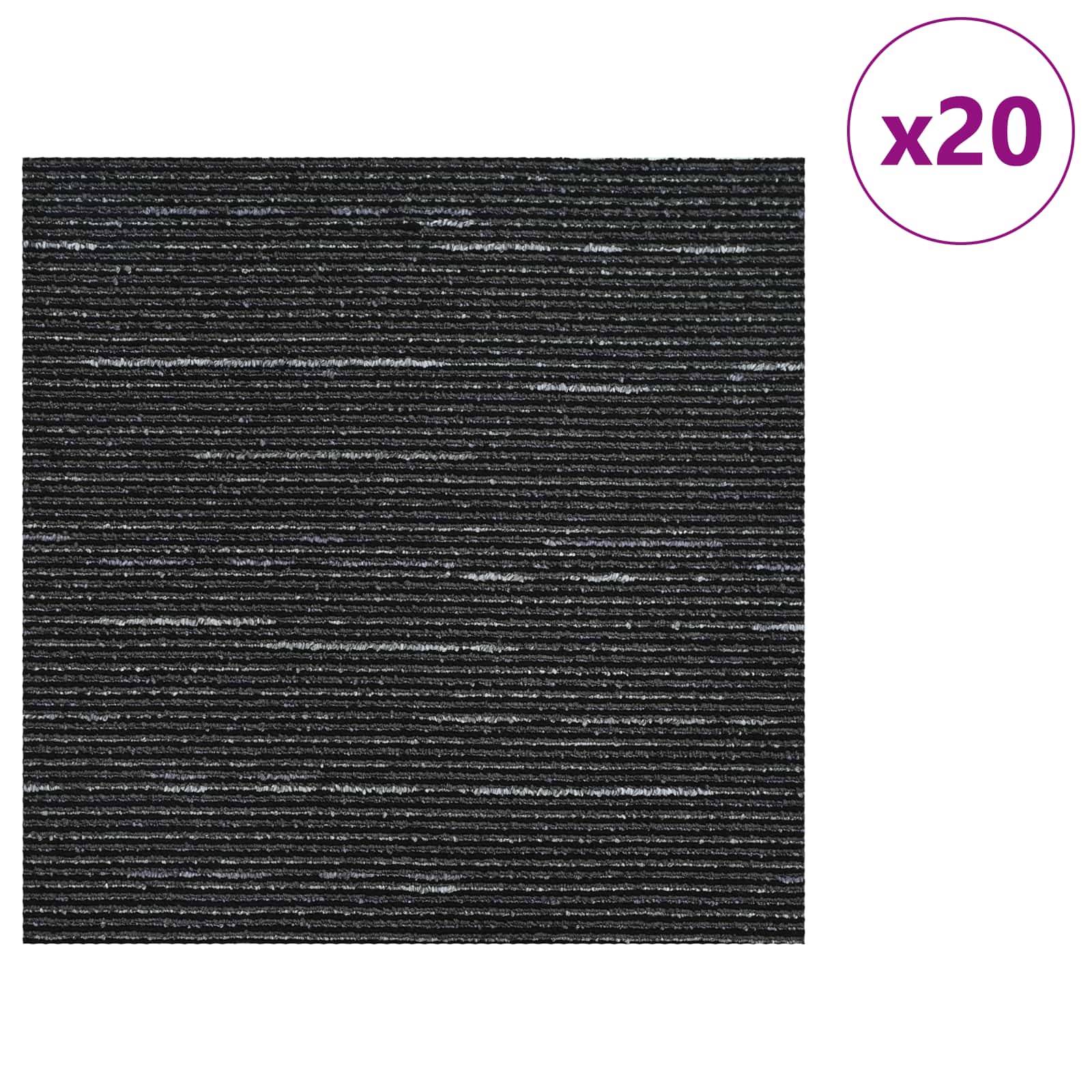Teppichfliese Gestreift Schwarz 50 x 50 cm 20 stk.