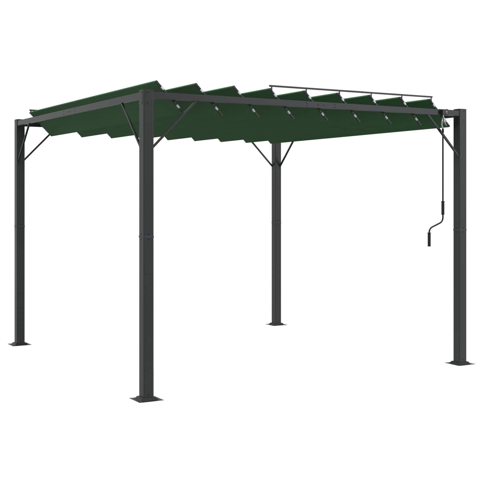 Gazebo mit Lamellen-Dach 3 x 3 x 2,14 m Grün