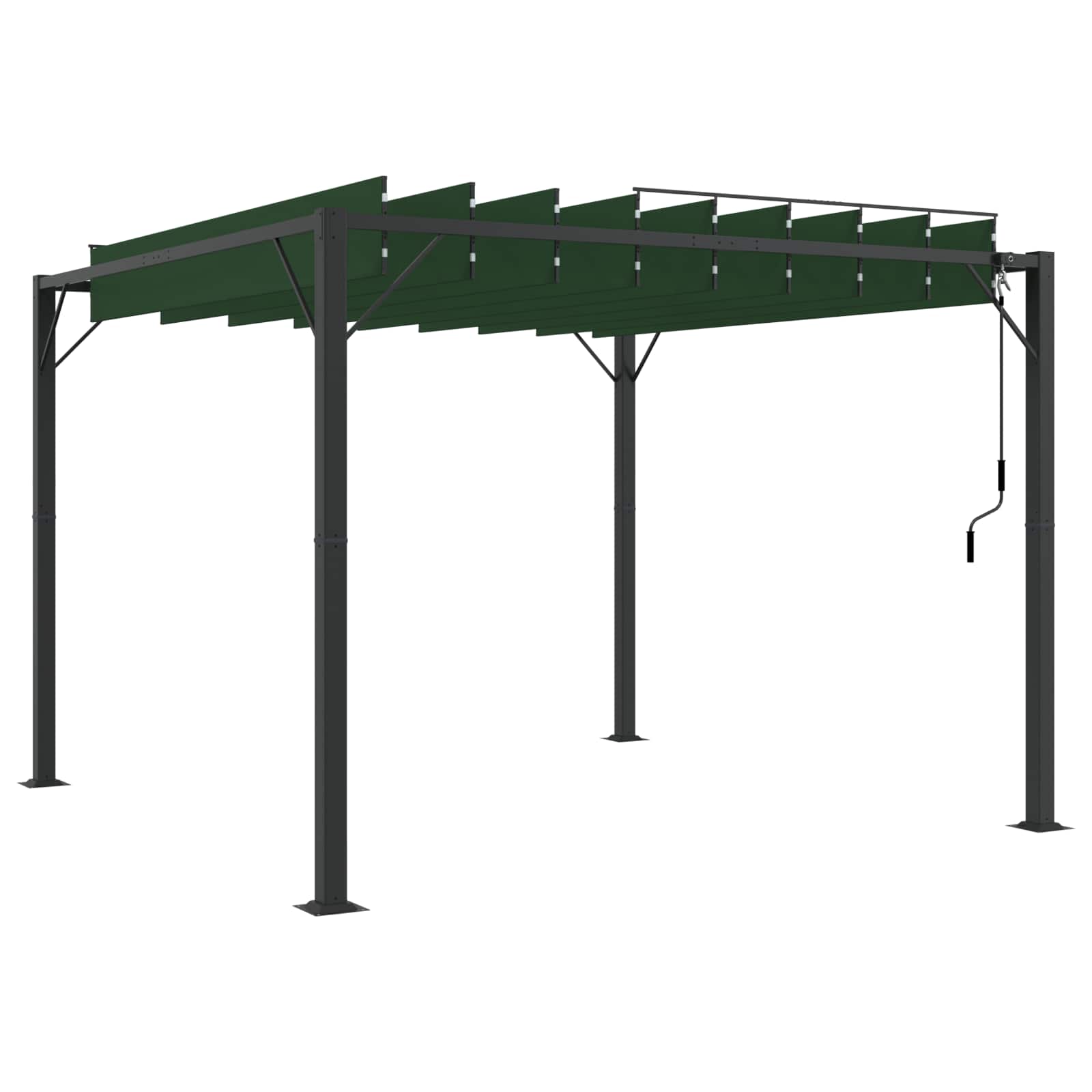 Gazebo mit Lamellen-Dach 3 x 3 x 2,14 m Grün