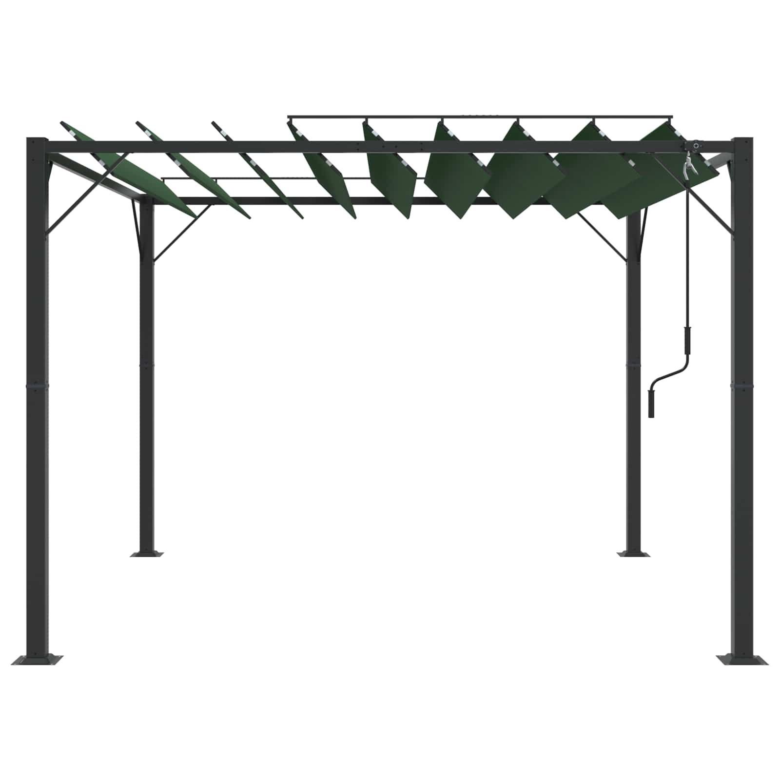 Gazebo mit Lamellen-Dach 3 x 3 x 2,14 m Grün