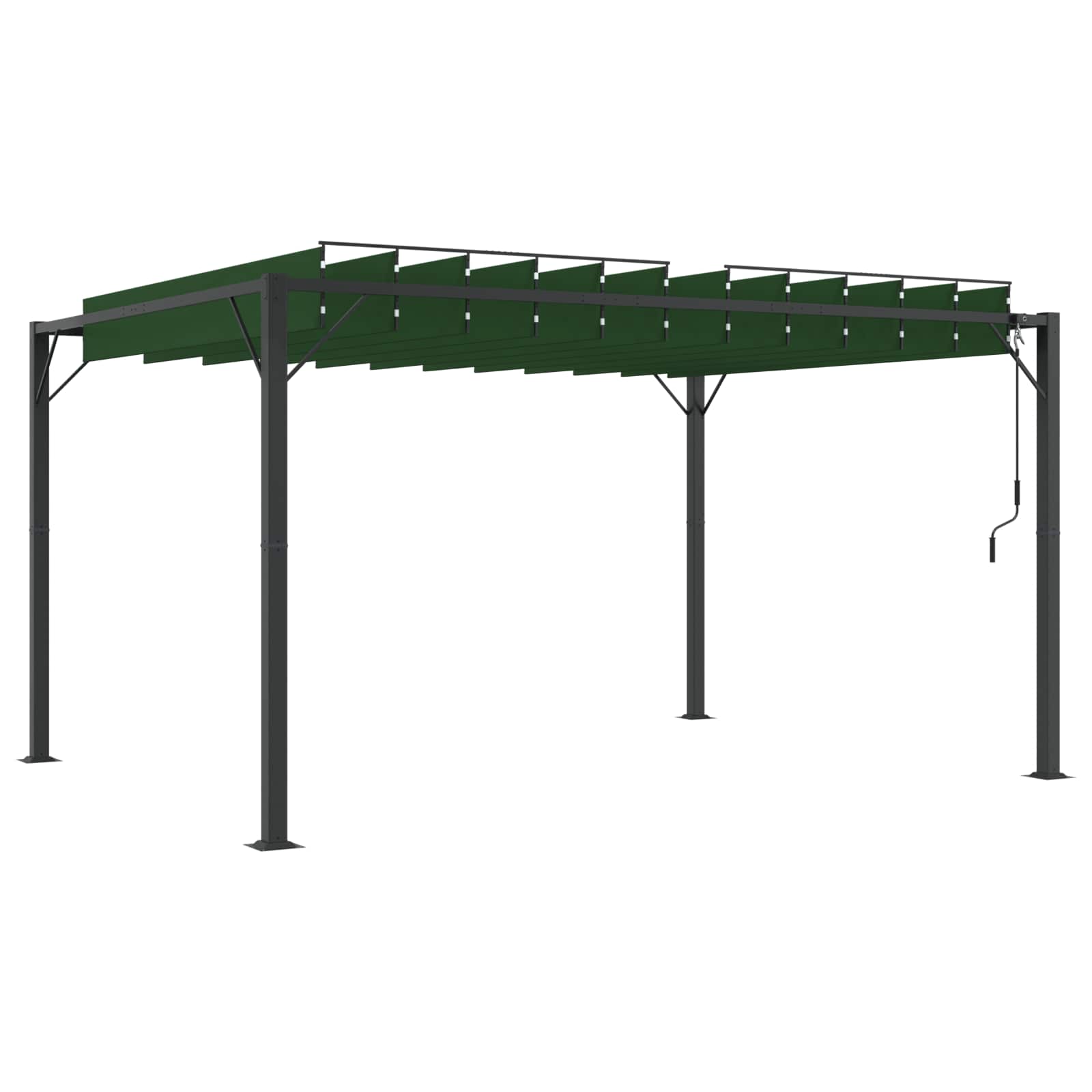 Gazebo mit Lamellen-Dach 3 x 4 x 2,14 m Grün