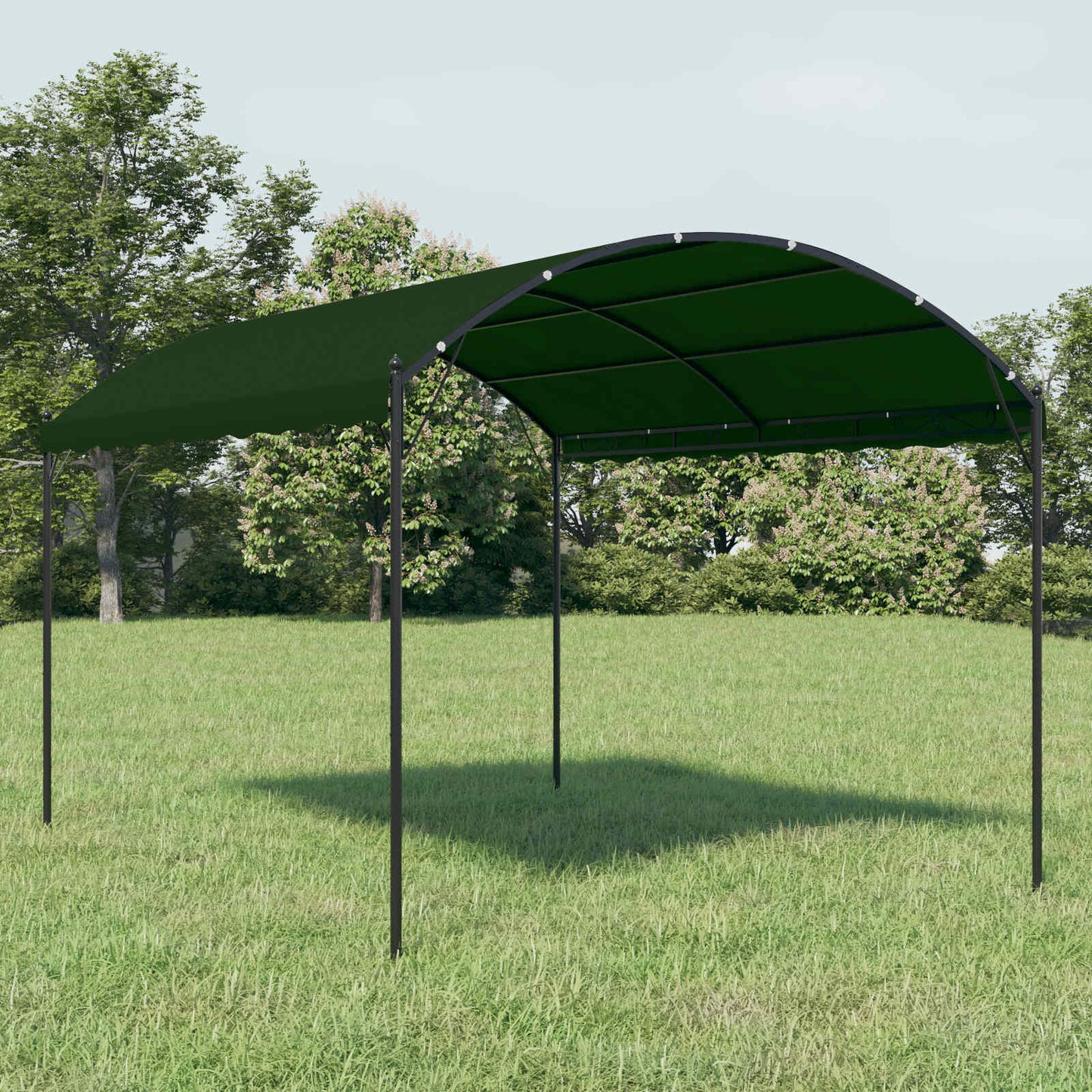 Pavillon 4 x 3 x 2,6 m Grün Polyester und Stahl