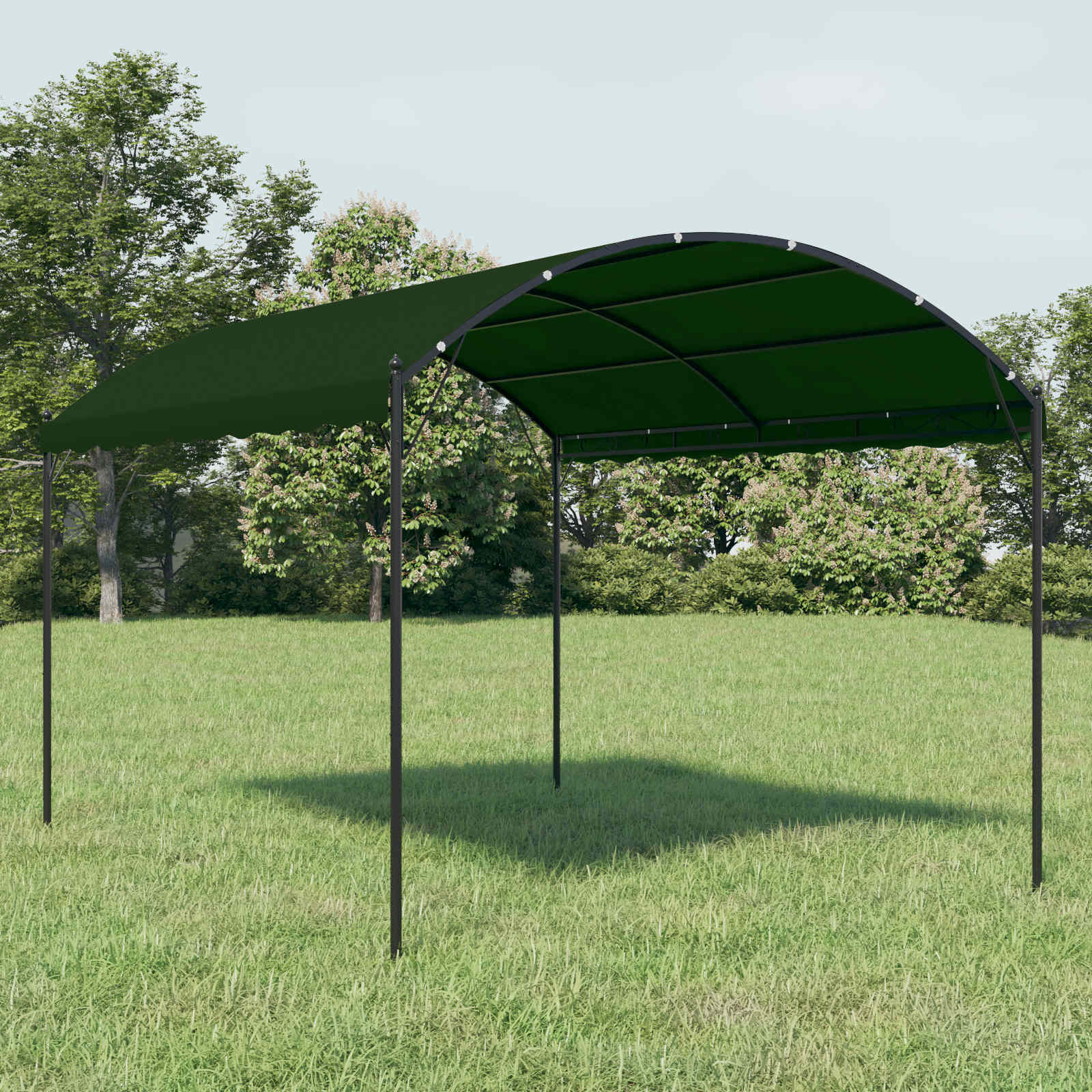 Pavillon 4 x 3 x 2,6 m Grün Polyester und Stahl