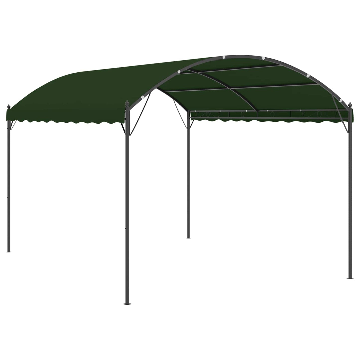 Pavillon 4 x 3 x 2,6 m Grün Polyester und Stahl
