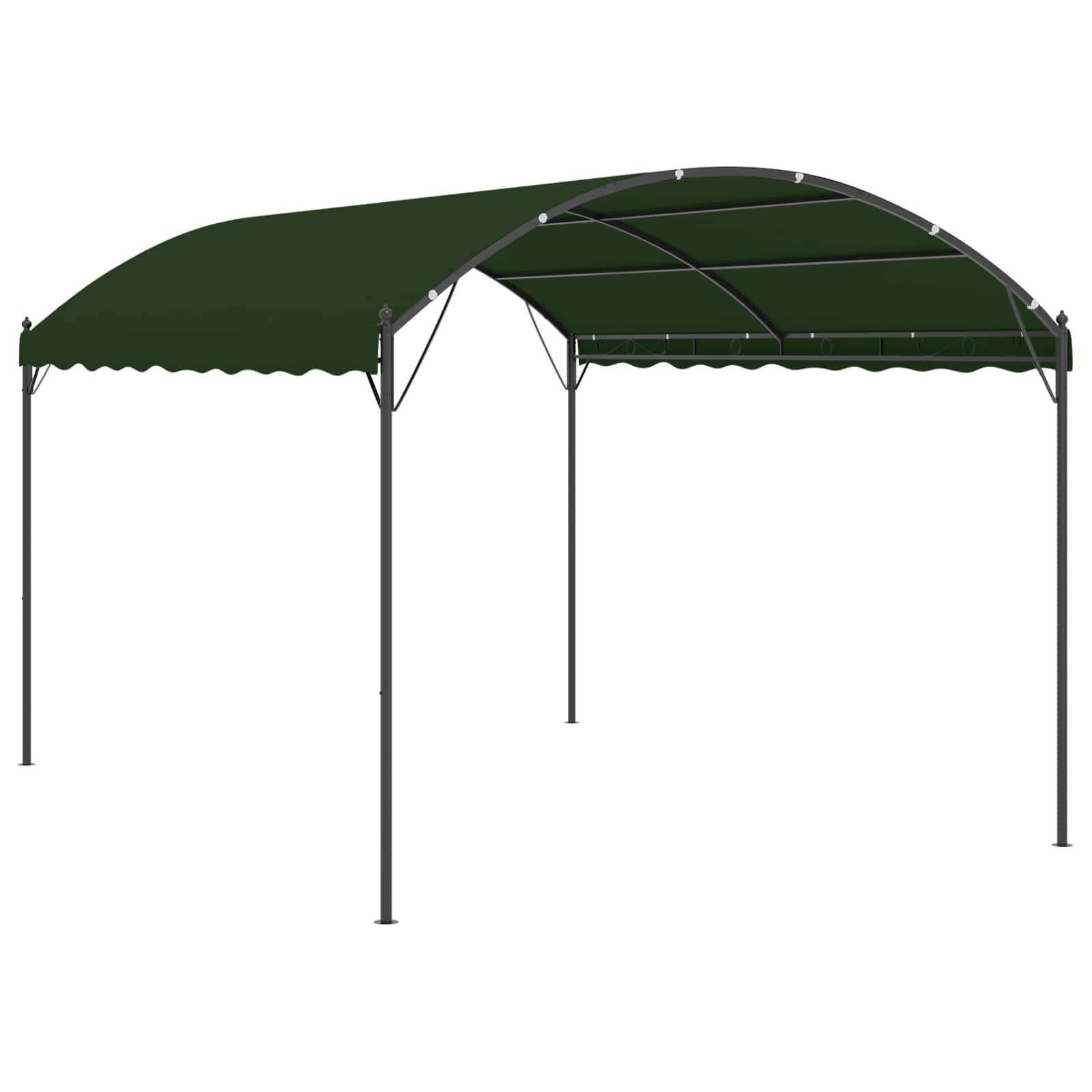 Pavillon 4 x 3 x 2,6 m Grün Polyester und Stahl