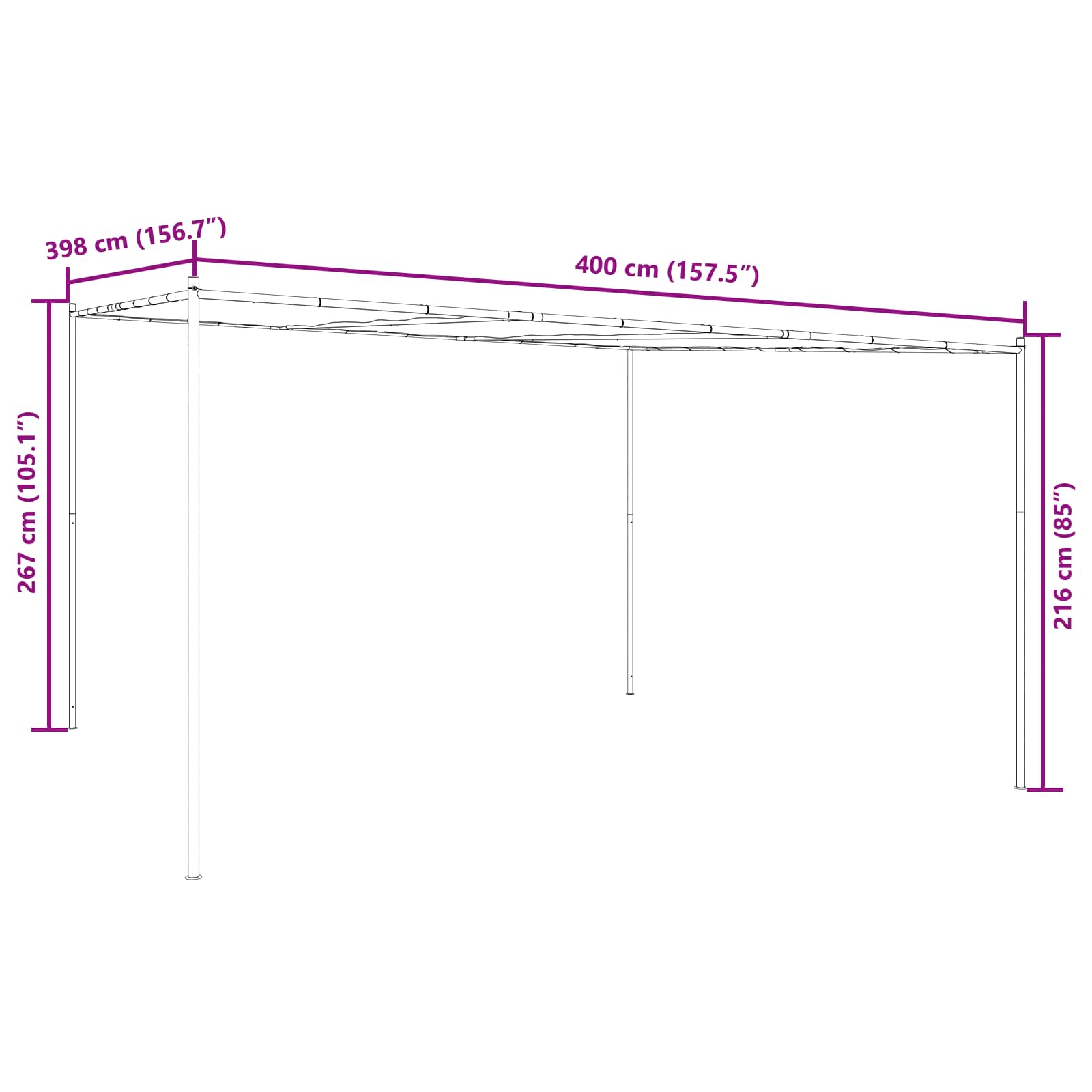 Pavillon 4 x 3,98 x 2,67 m Grün Polyester und Stahl