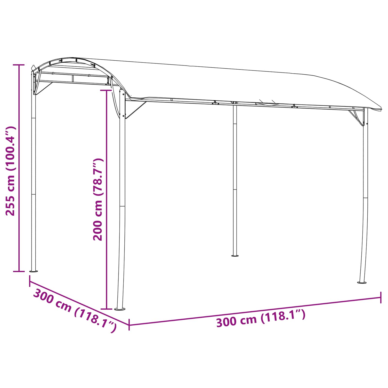 Pavillon 3 x 3 x 2,55 m Grün