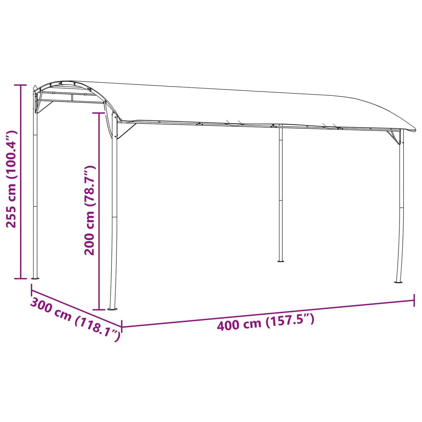 Pavillon 4 x 3 x 2,55 m Grün