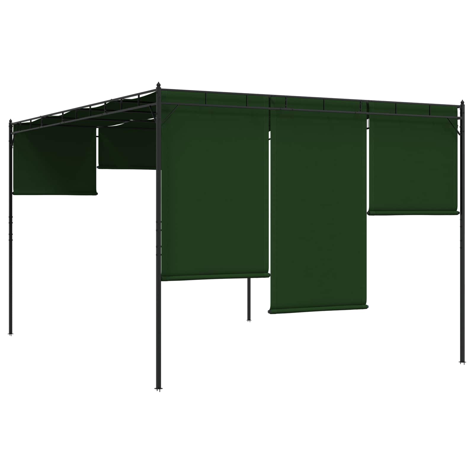 Pavillon 4 x 3 x 2,3 m Grün Polyester und Stahl