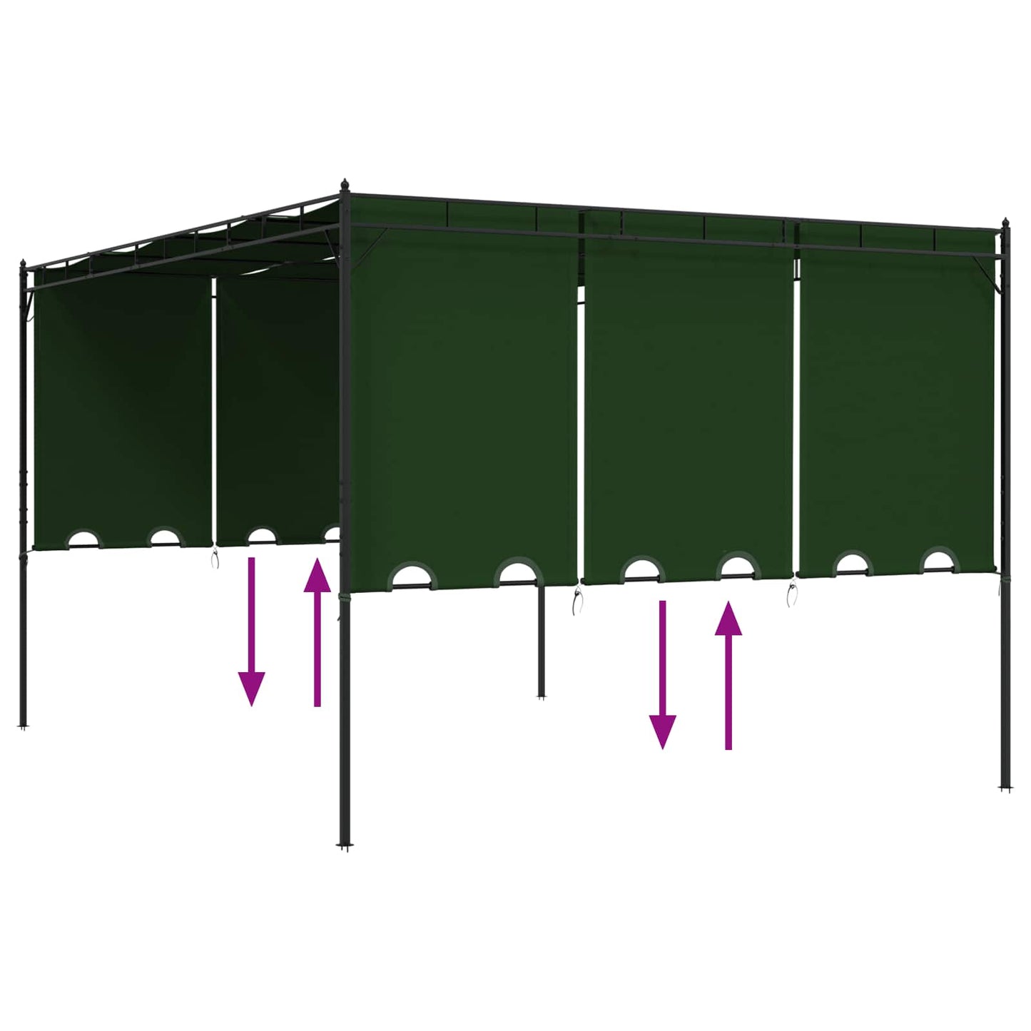 Pavillon 4 x 3 x 2,3 m Grün Polyester und Stahl