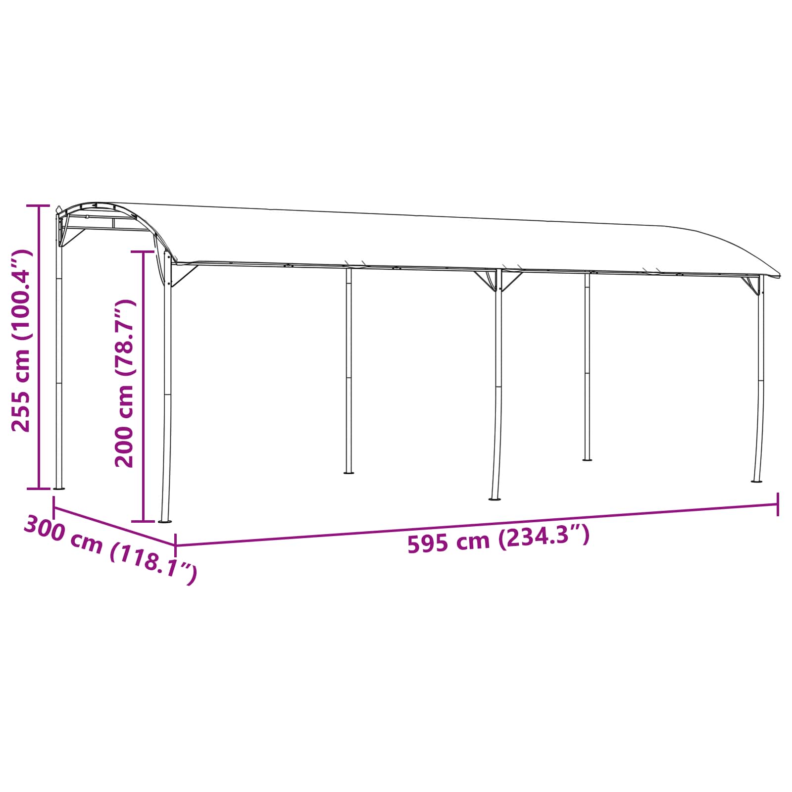 Pavillon 6 x 3 x 2,55 m Grün