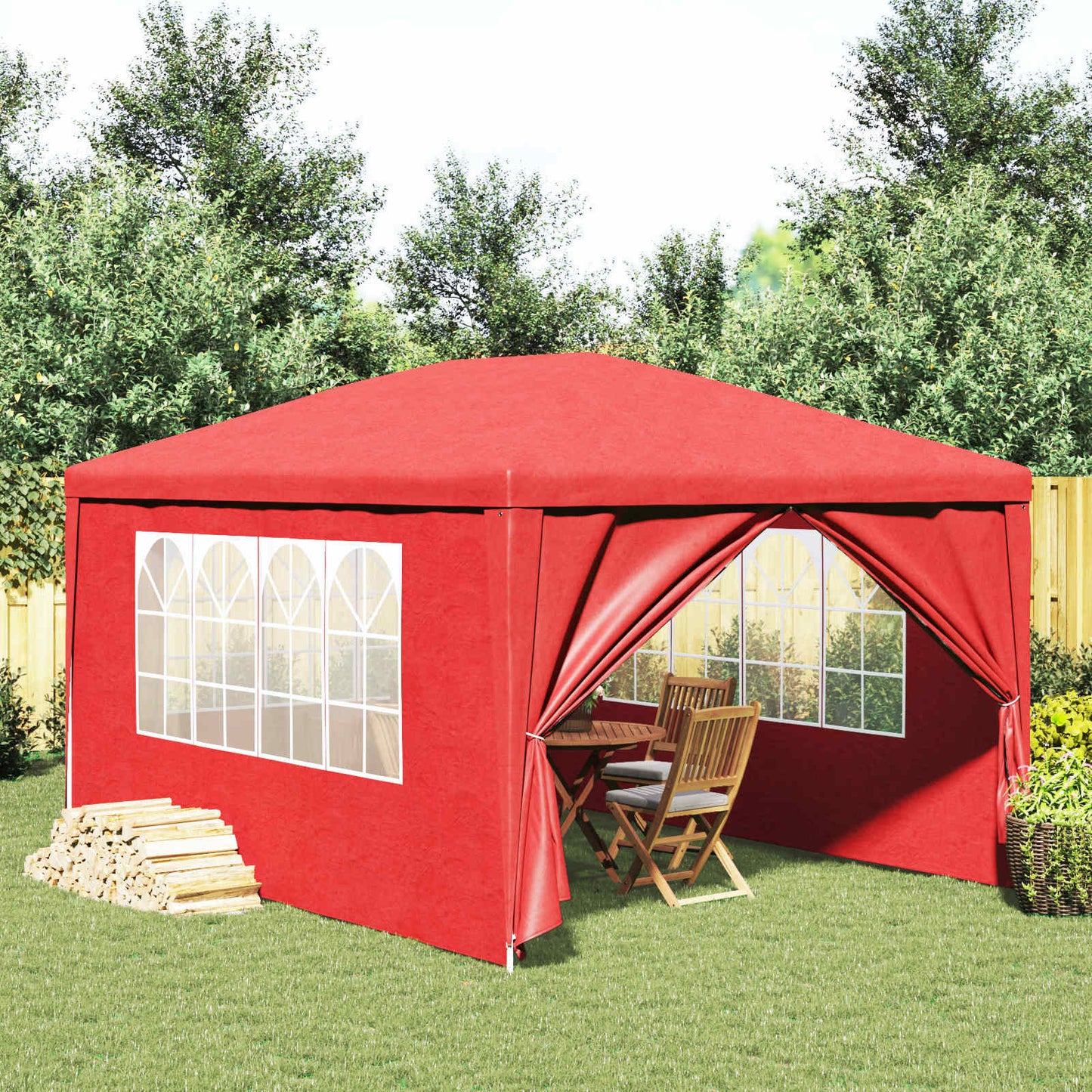 Party-Zelt 400 x 300 x 255 cm Rot PE and Steel