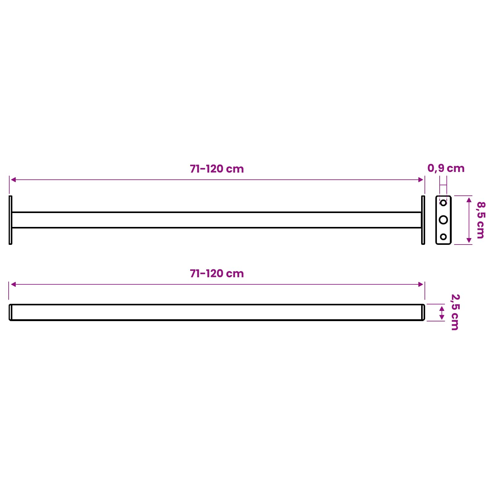 Verstellbarer Fenster-Sicherheitsbalken 6 stk. 710 - 1200 mm