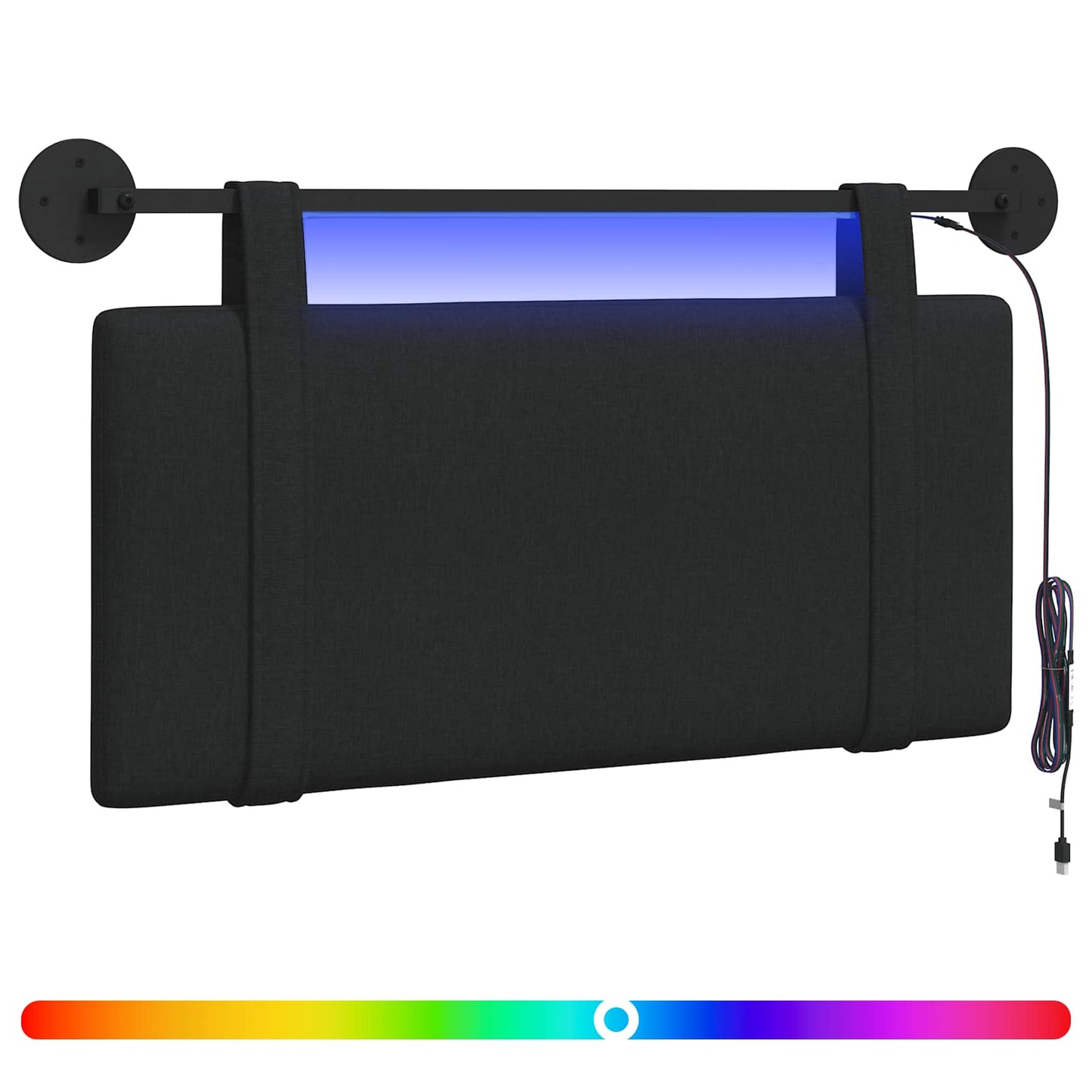 Hängendes Kopfteil Mit LED Licht Schwarz Stoff