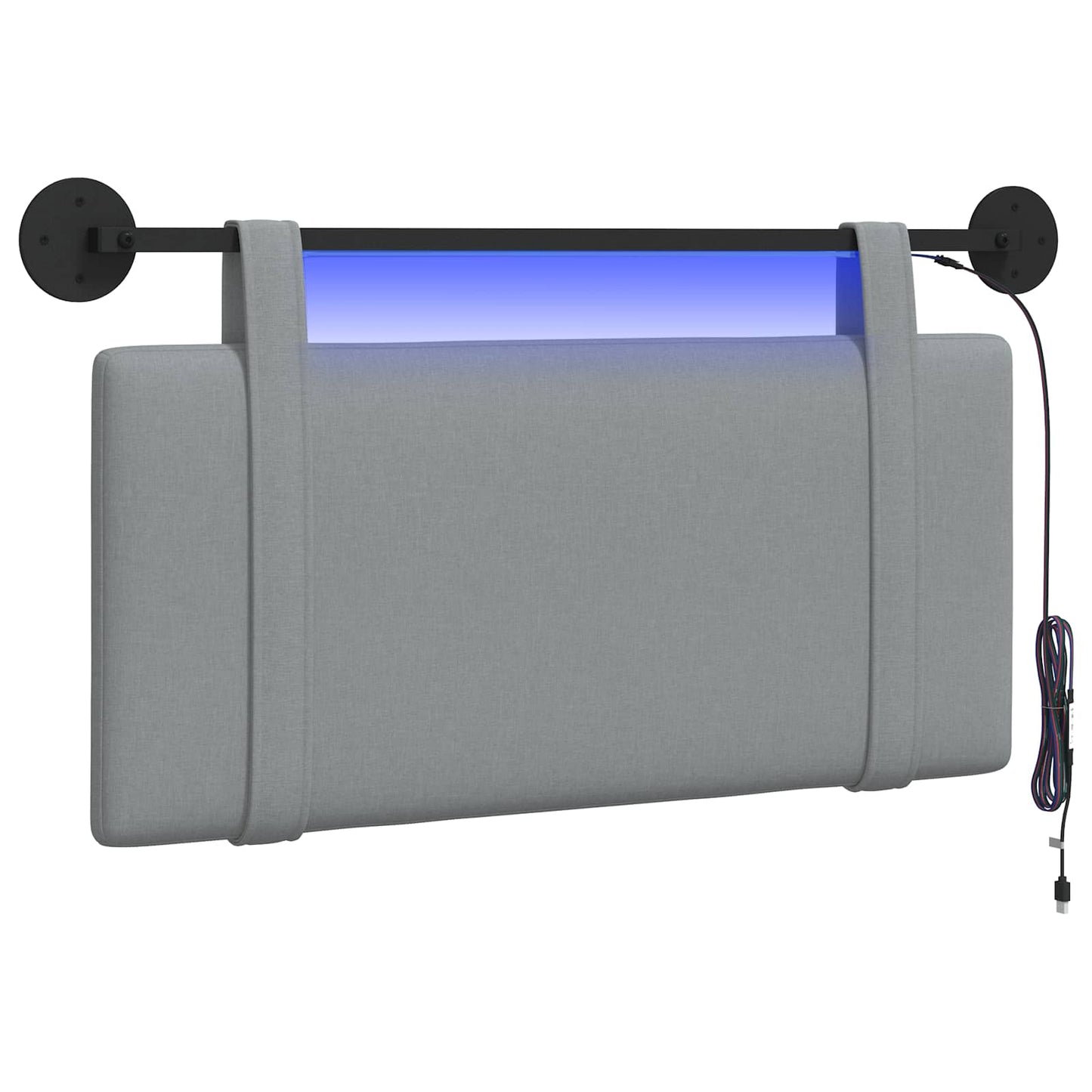 Hängendes Kopfteil Mit LED Licht Hellgrau Stoff