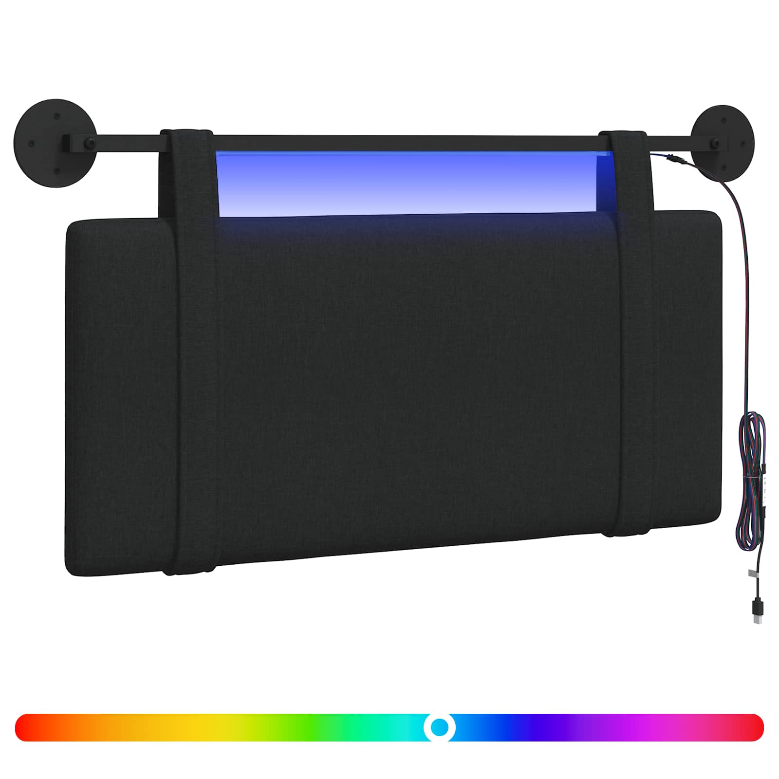 Hängendes Kopfteil Mit LED Licht Schwarz Stoff