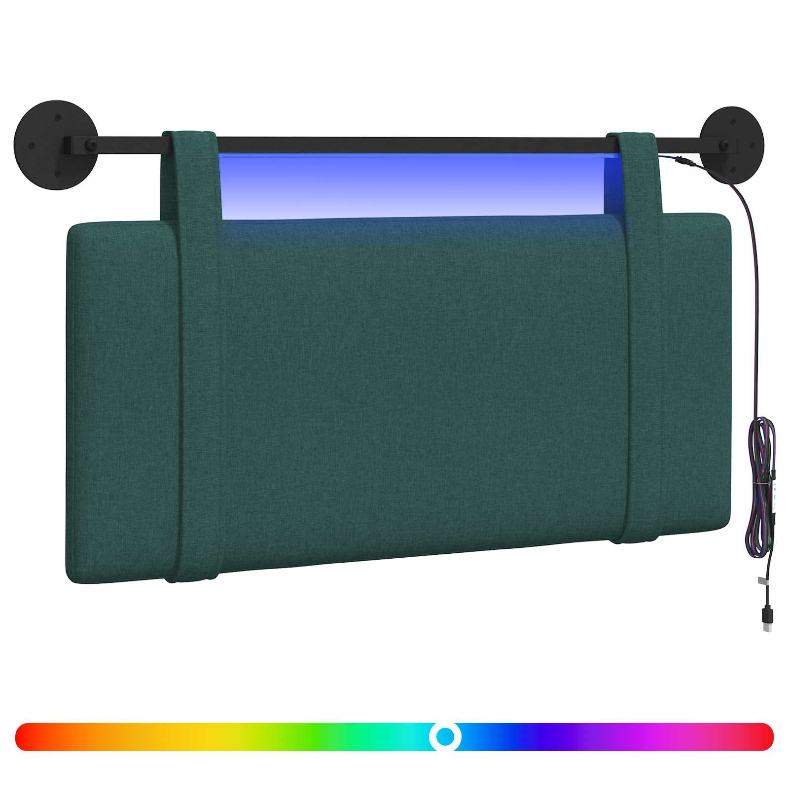 Hängendes Kopfteil Mit LED Licht Dunkelgrün Stoff