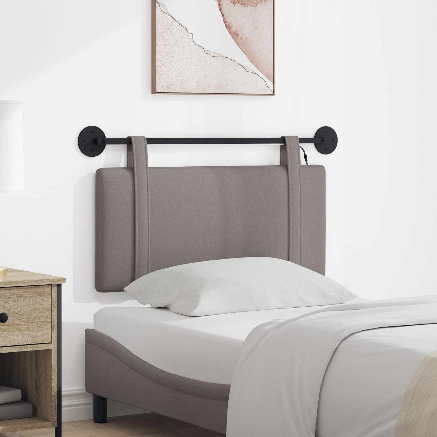 Hängendes Kopfteil Mit LED Licht Taupe Stoff