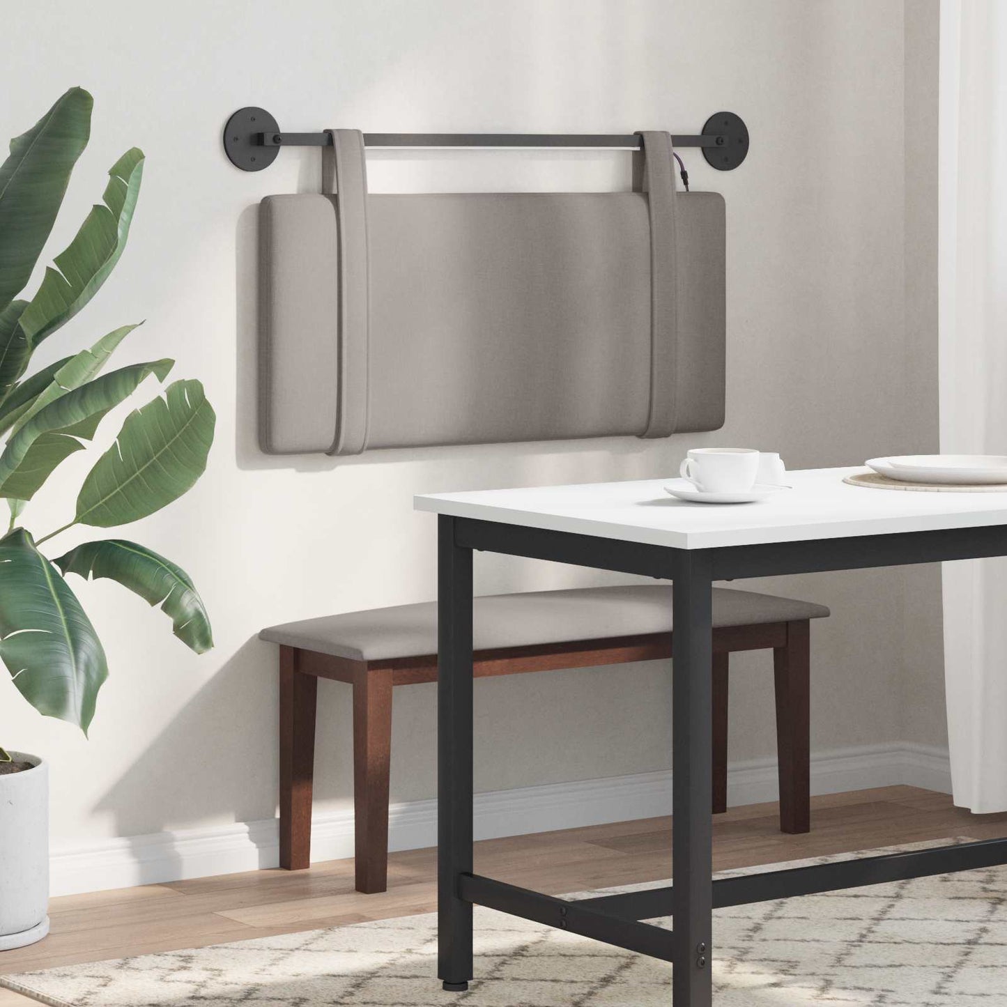 Hängendes Kopfteil Mit LED Licht Taupe Stoff