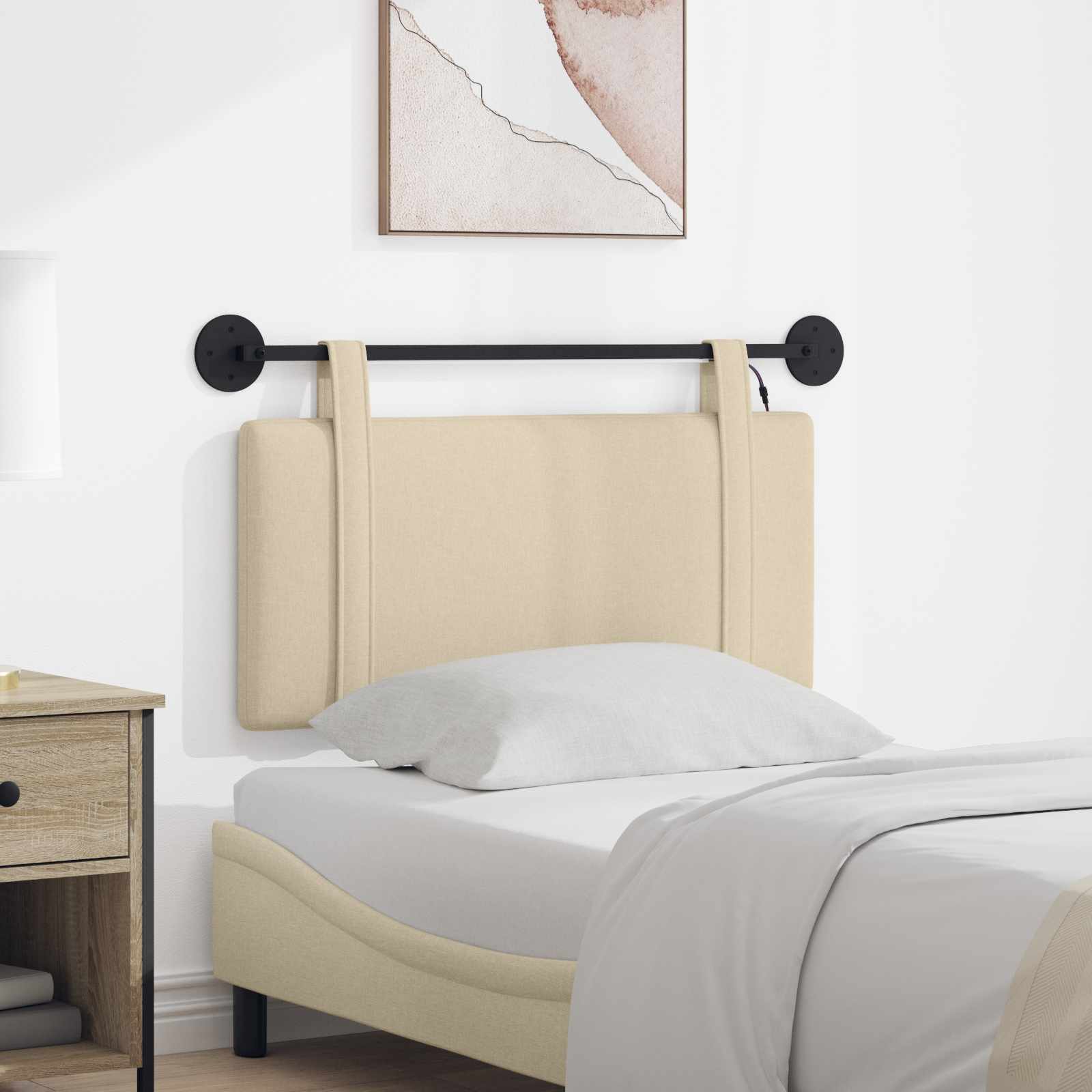 Hängendes Kopfteil Mit LED Licht Creme Stoff