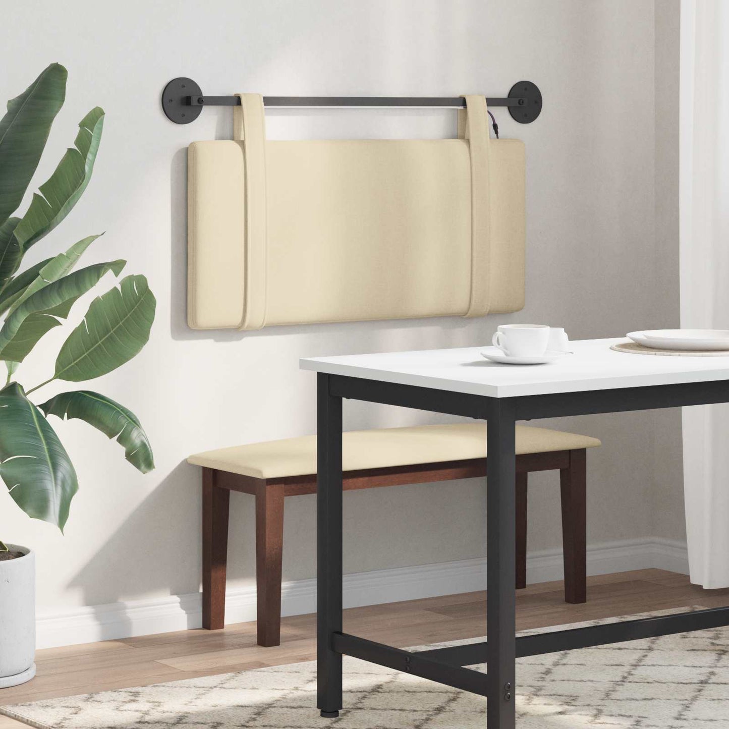 Hängendes Kopfteil Mit LED Licht Creme Stoff