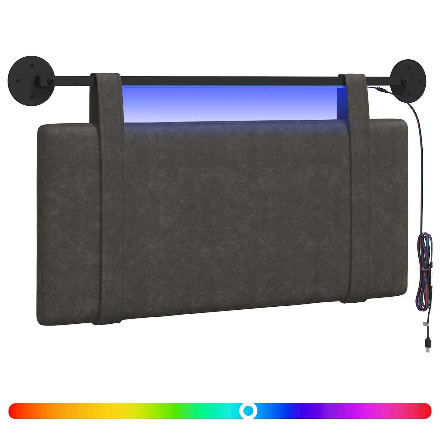 Hängendes Kopfteil Mit LED Licht Schwarz Antikes PU