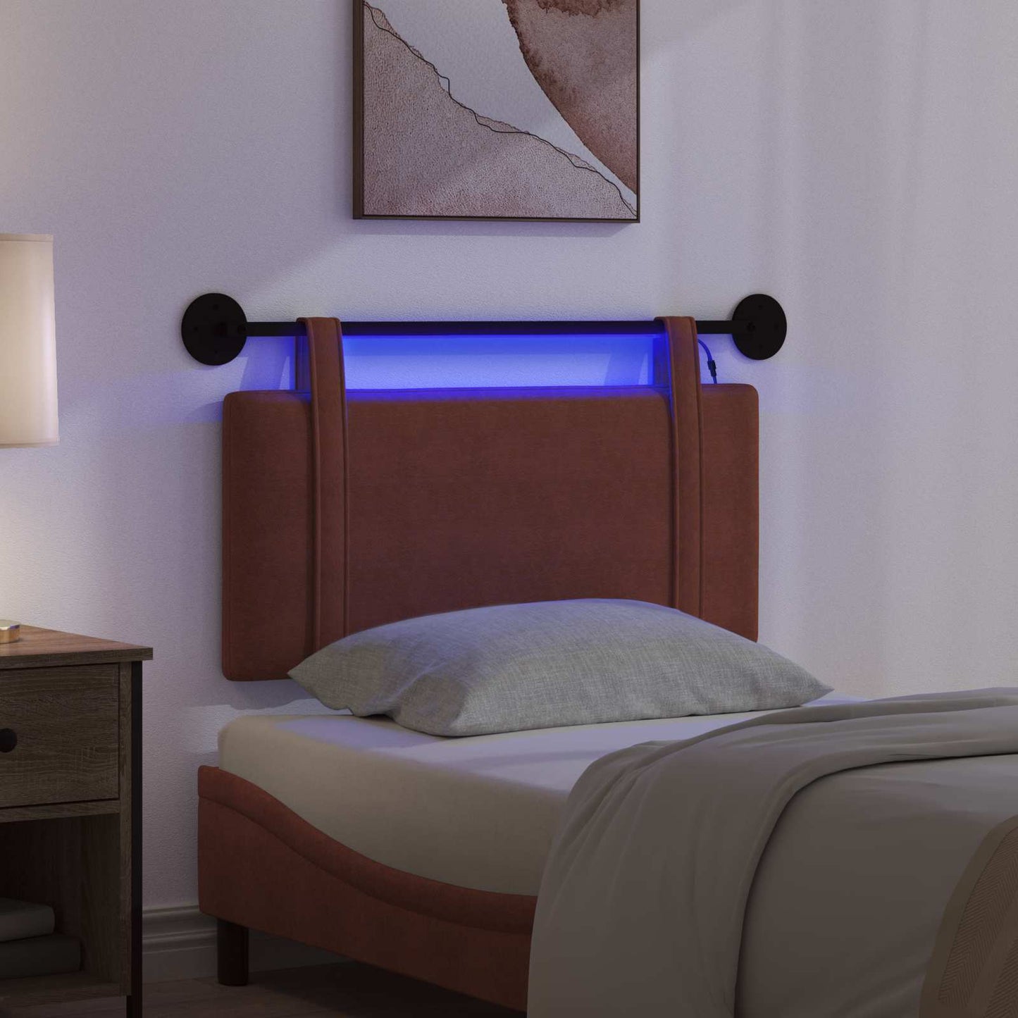 Hängendes Kopfteil Mit LED Licht Glänzendes Braun Antikes PU