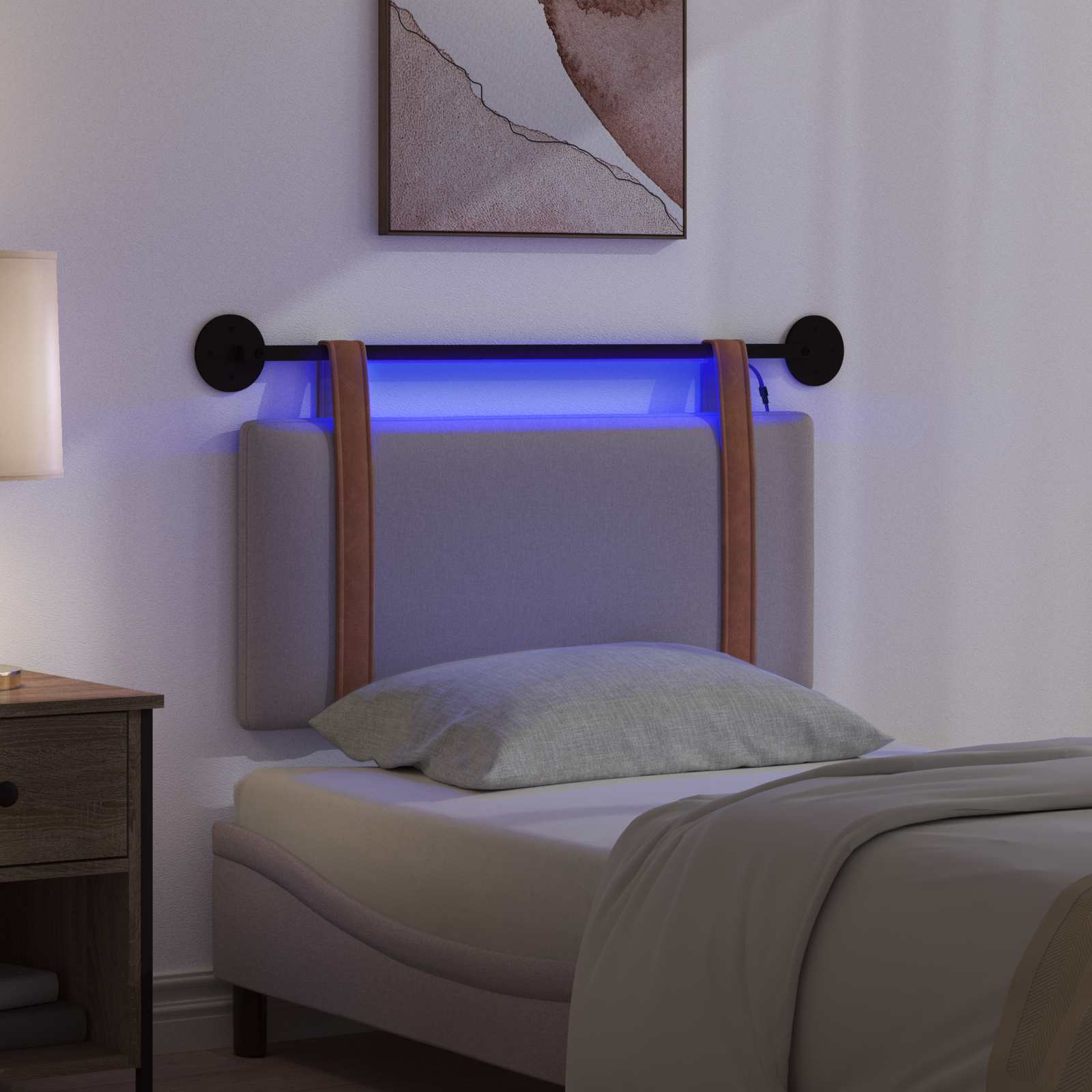 Hängendes Kopfteil Mit LED Licht Taupe Antikes PU