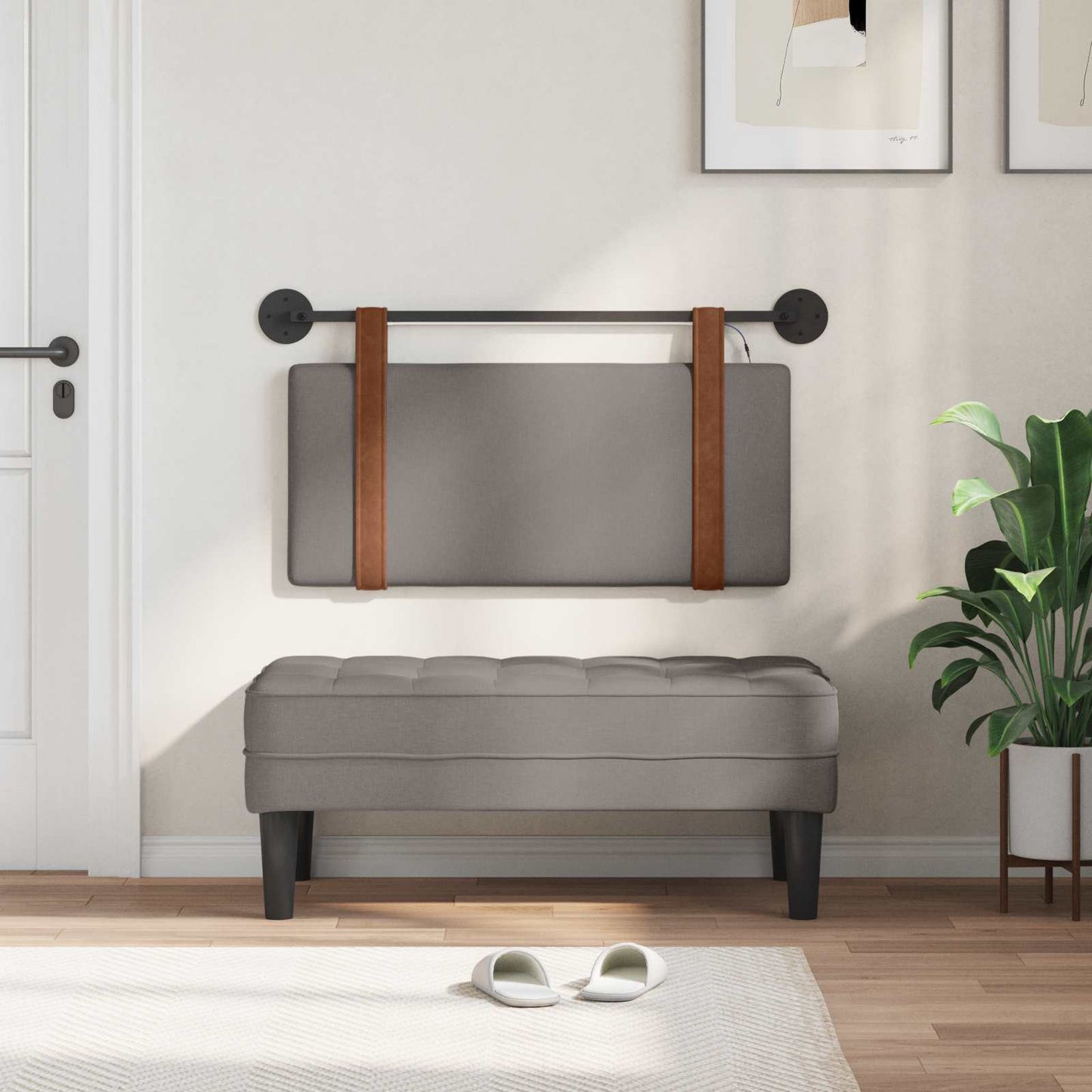 Hängendes Kopfteil Mit LED Licht Taupe Antikes PU