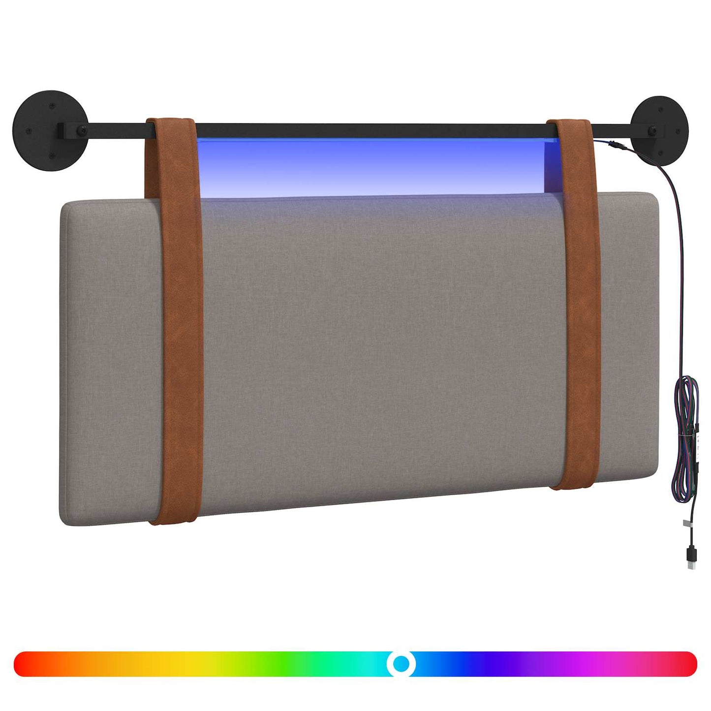 Hängendes Kopfteil Mit LED Licht Taupe Antikes PU