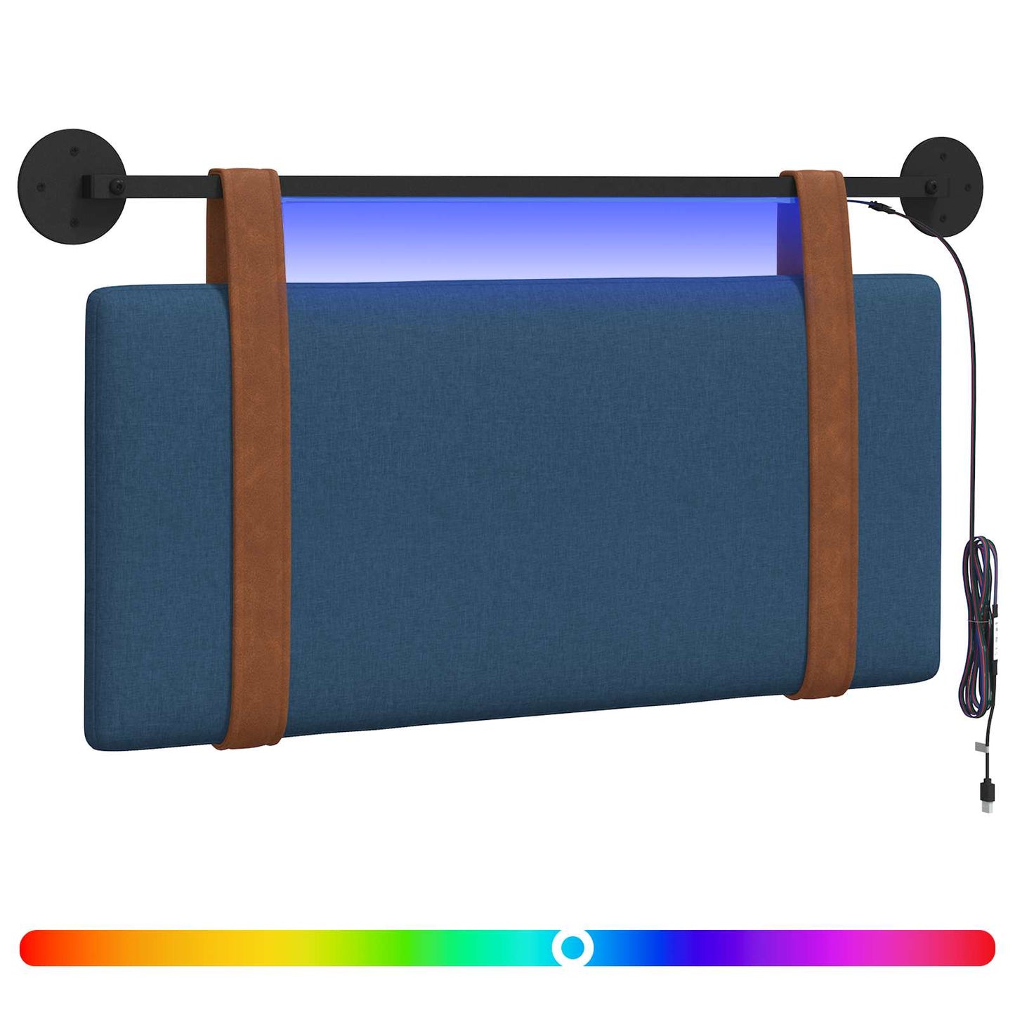 Hängendes Kopfteil Mit LED Licht Blau Antikes PU
